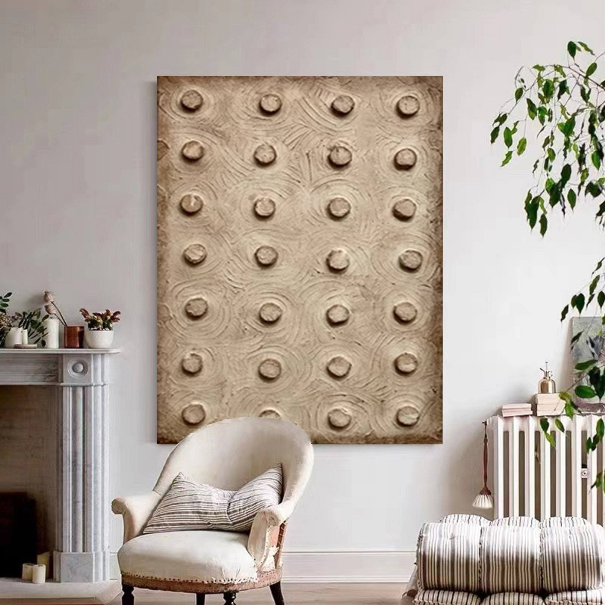 Wabi-sabi Art Brown Minimalist Plaster Art Beige Abstract Texture Painting Beige Wall Decor Plaster Texture Wall Art Minimalist Art Brown 3D Oil  Plaster Wall Art On Canvas