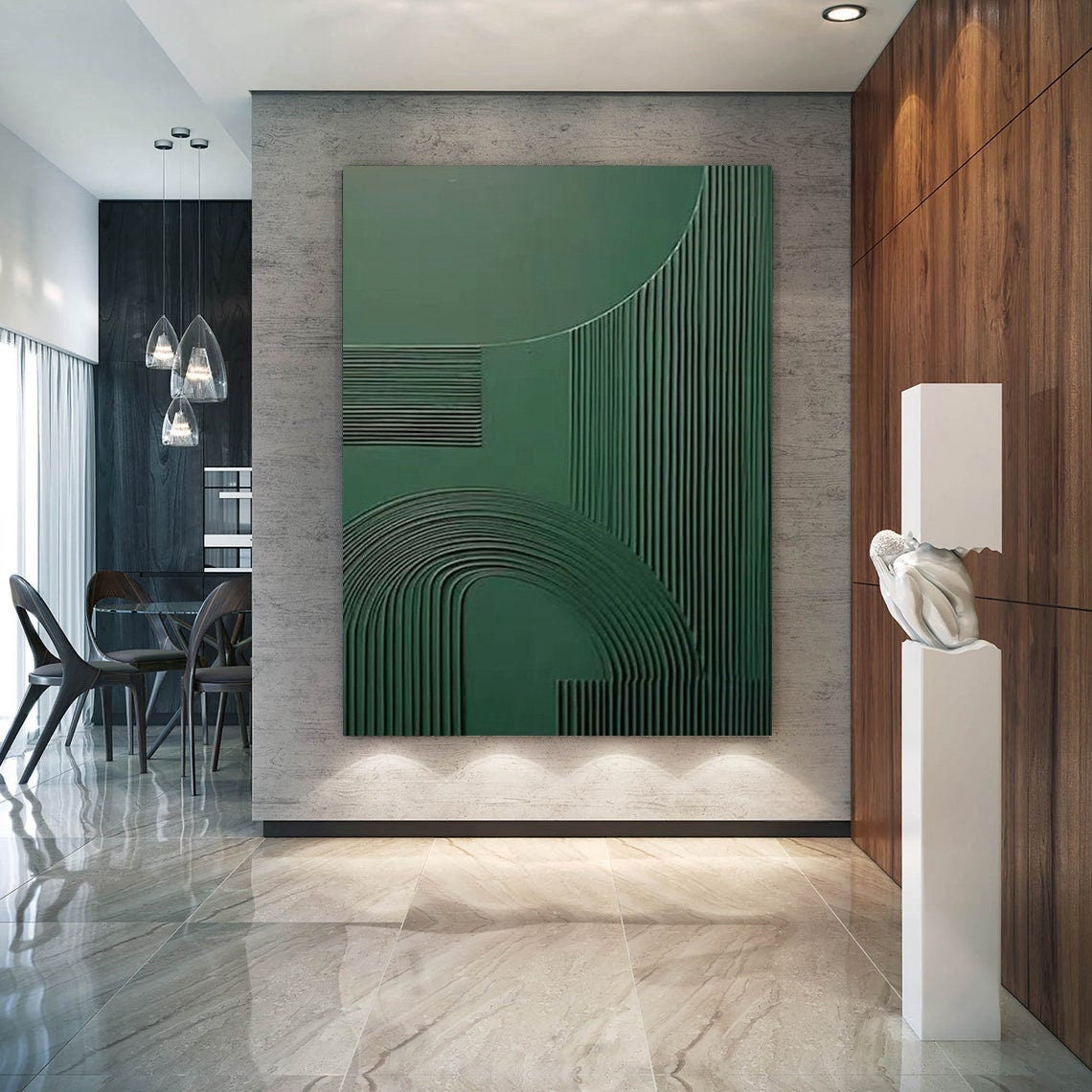 Wabi-sabi Art Green Minimalist Plaster Art Green Abstract Texture Painting Green Wall Decor Plaster Texture Wall Art Minimalist Art Green 3D Oil Wall Art On Canvas