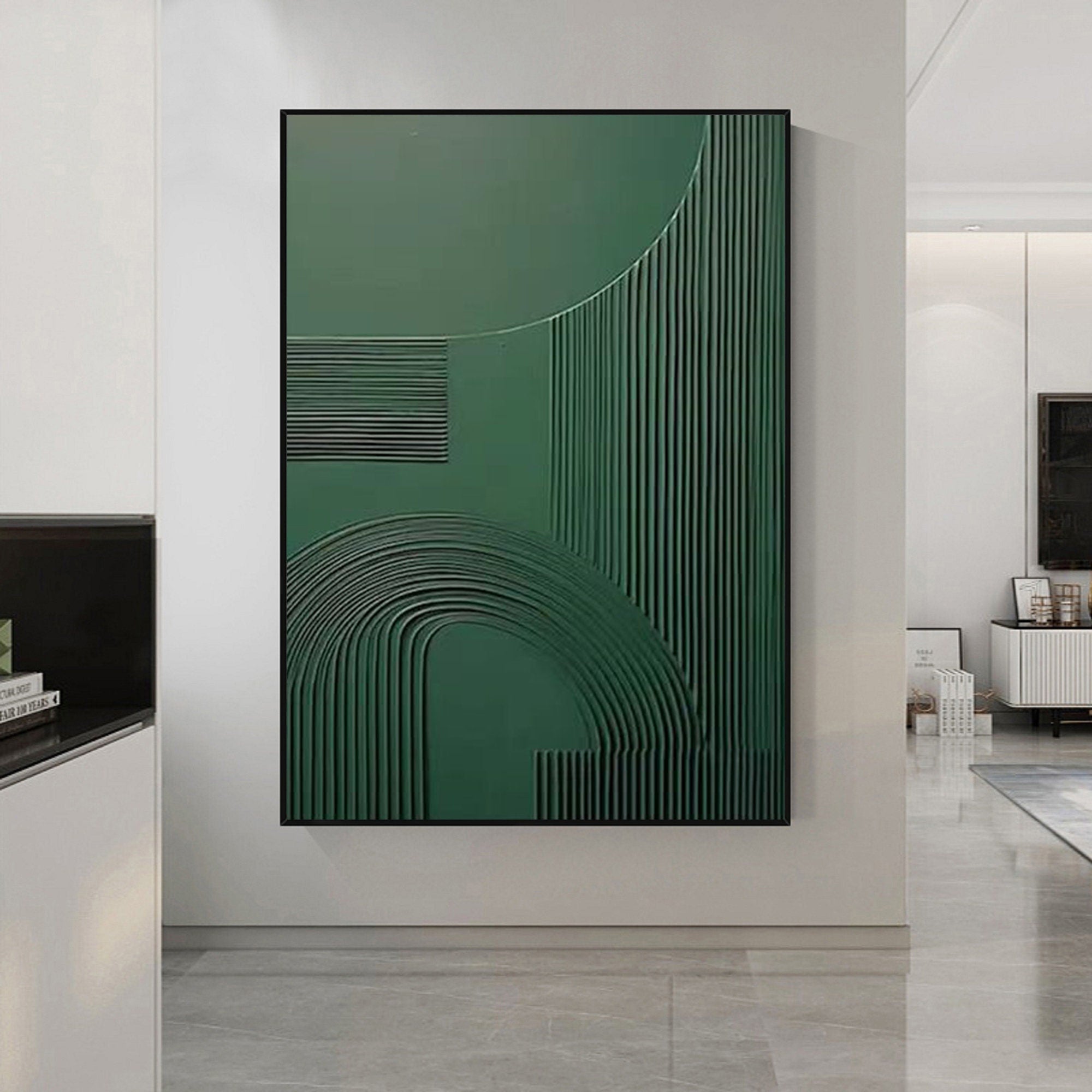 Wabi-sabi Art Green Minimalist Plaster Art Green Abstract Texture Painting Green Wall Decor Plaster Texture Wall Art Minimalist Art Green 3D Oil Wall Art On Canvas