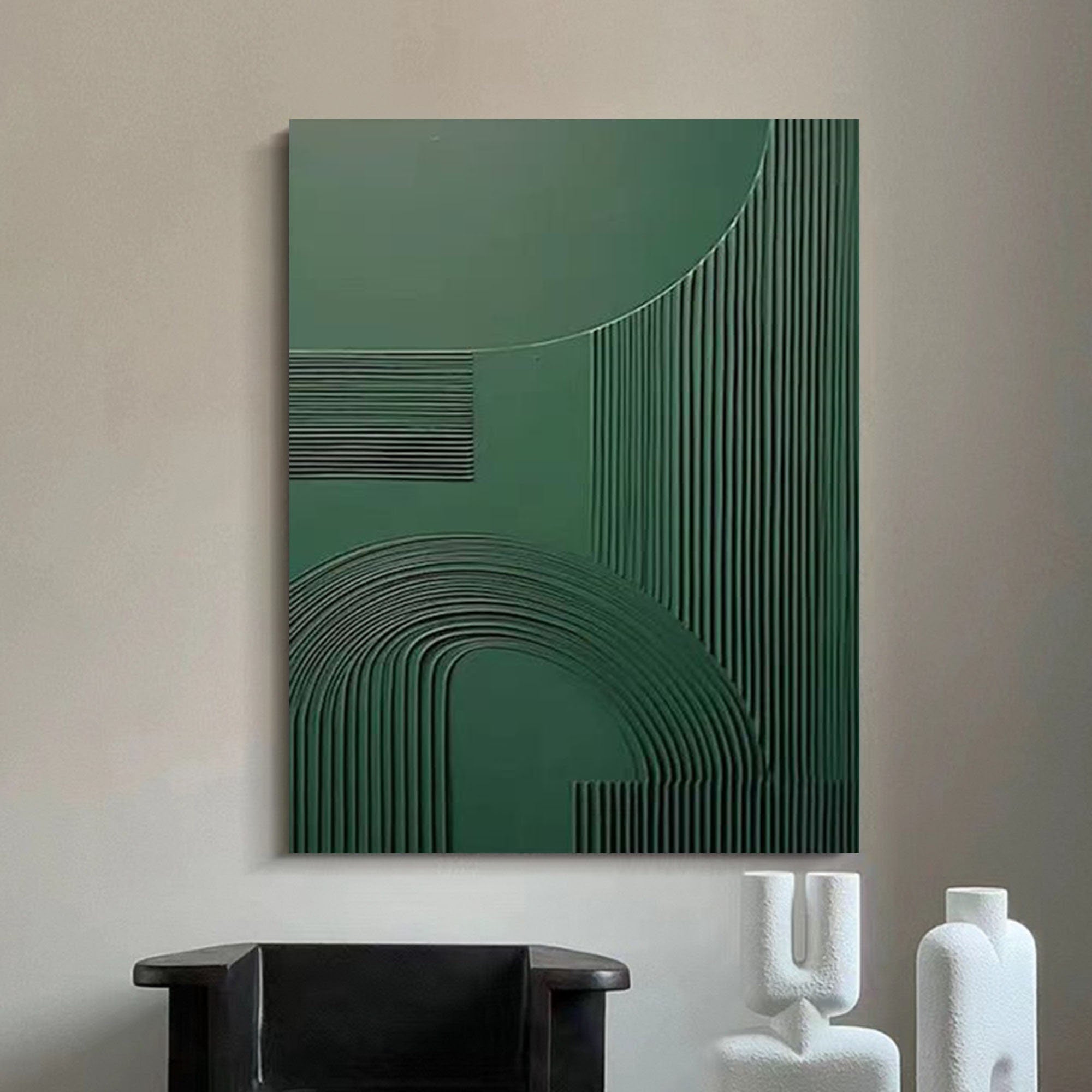 Wabi-sabi Art Green Minimalist Plaster Art Green Abstract Texture Painting Green Wall Decor Plaster Texture Wall Art Minimalist Art Green 3D Oil Wall Art On Canvas