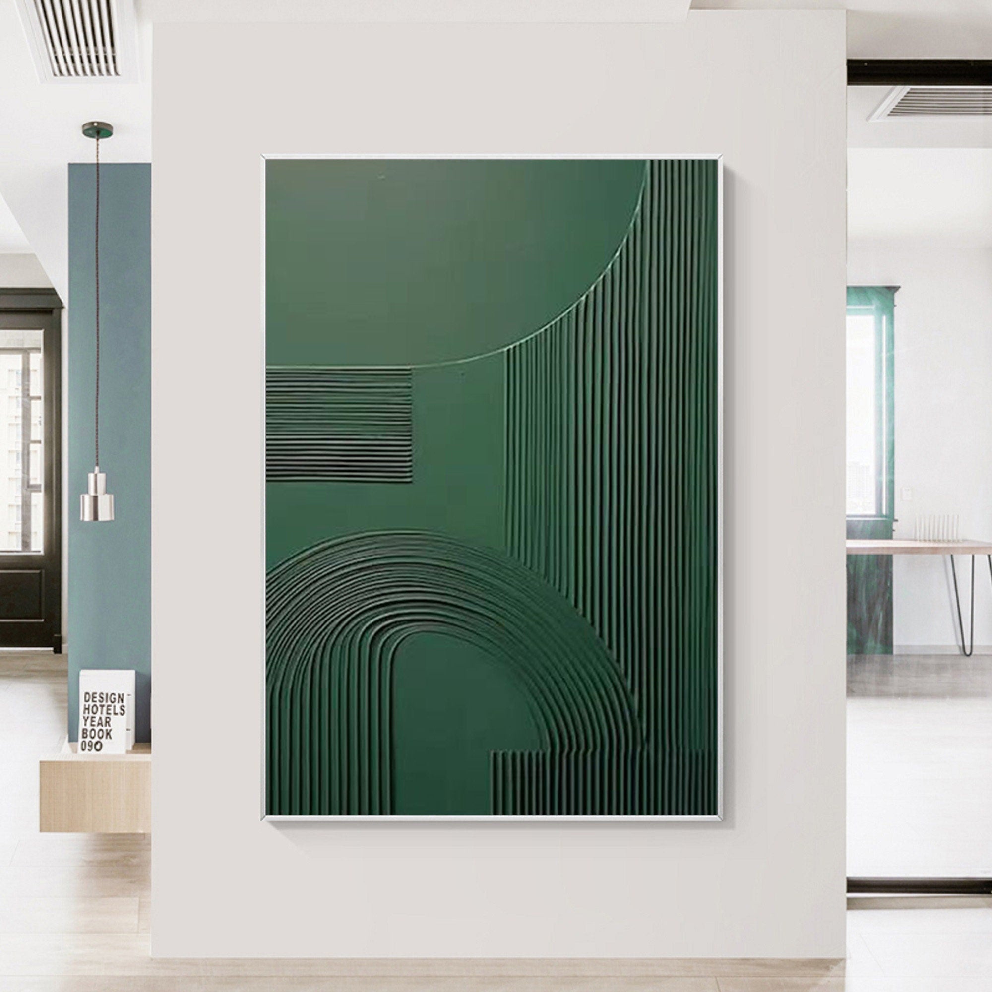 Wabi-sabi Art Green Minimalist Plaster Art Green Abstract Texture Painting Green Wall Decor Plaster Texture Wall Art Minimalist Art Green 3D Oil Wall Art On Canvas