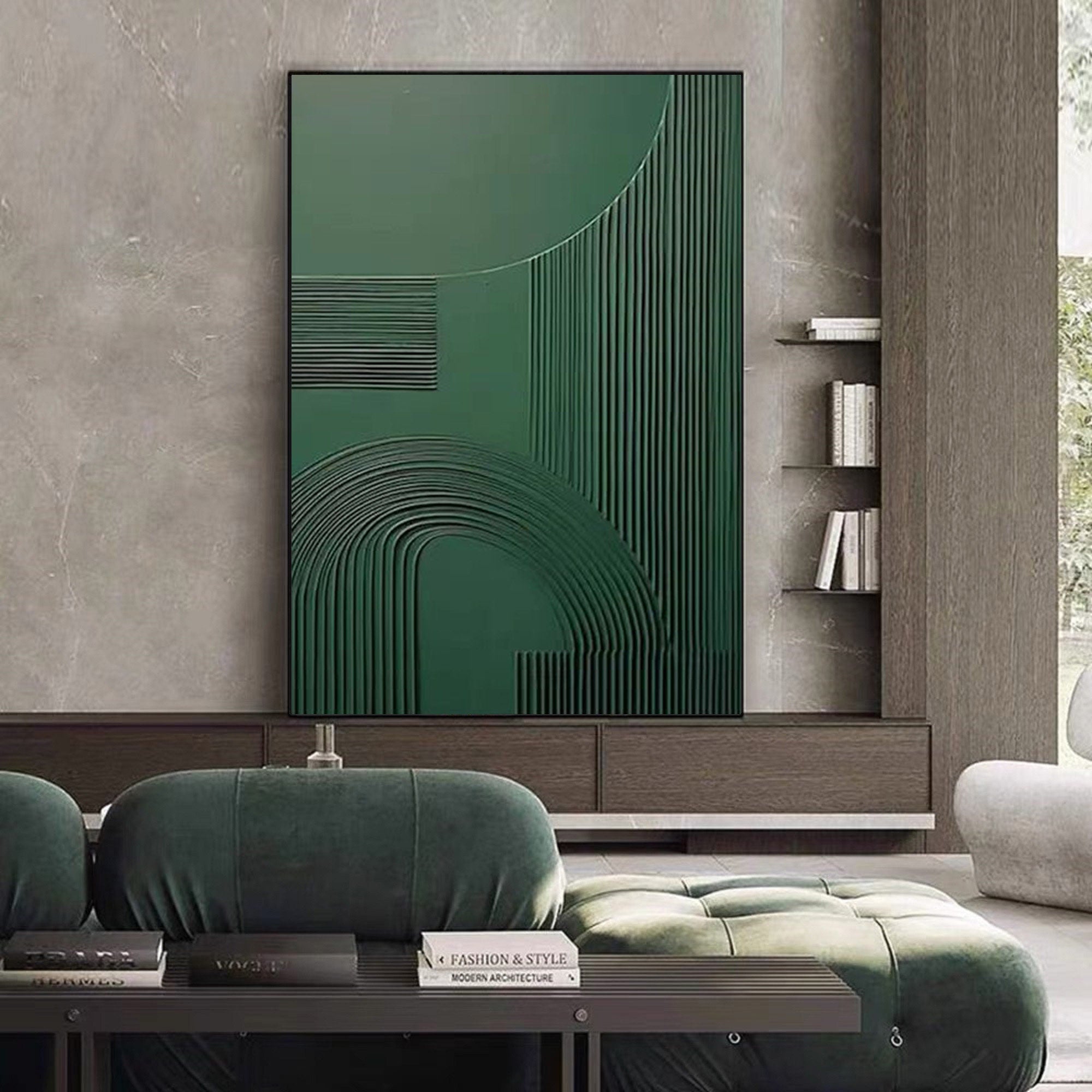 Wabi-sabi Art Green Minimalist Plaster Art Green Abstract Texture Painting Green Wall Decor Plaster Texture Wall Art Minimalist Art Green 3D Oil Wall Art On Canvas