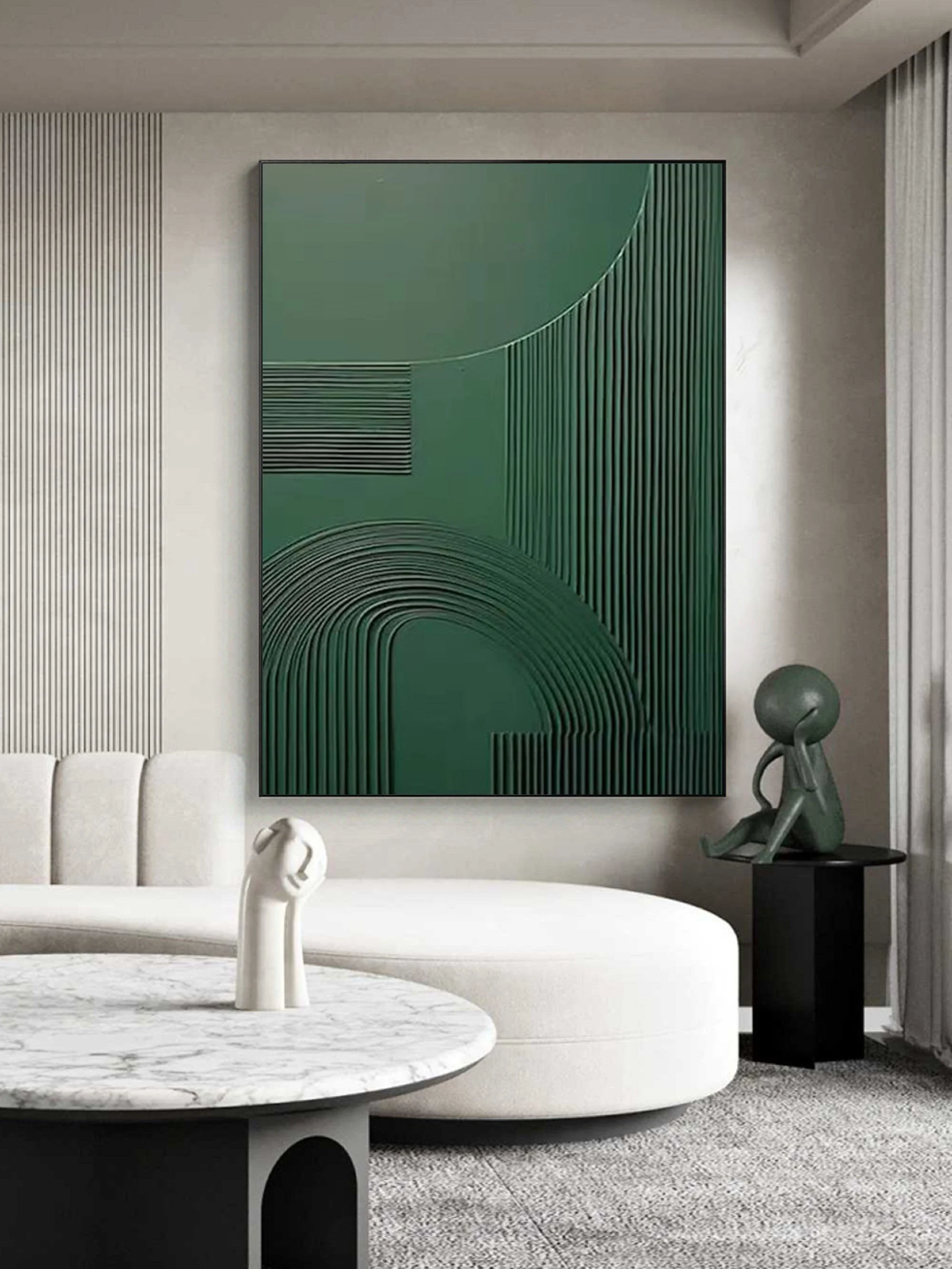 Wabi-sabi Art Green Minimalist Plaster Art Green Abstract Texture Painting Green Wall Decor Plaster Texture Wall Art Minimalist Art Green 3D Oil Wall Art On Canvas