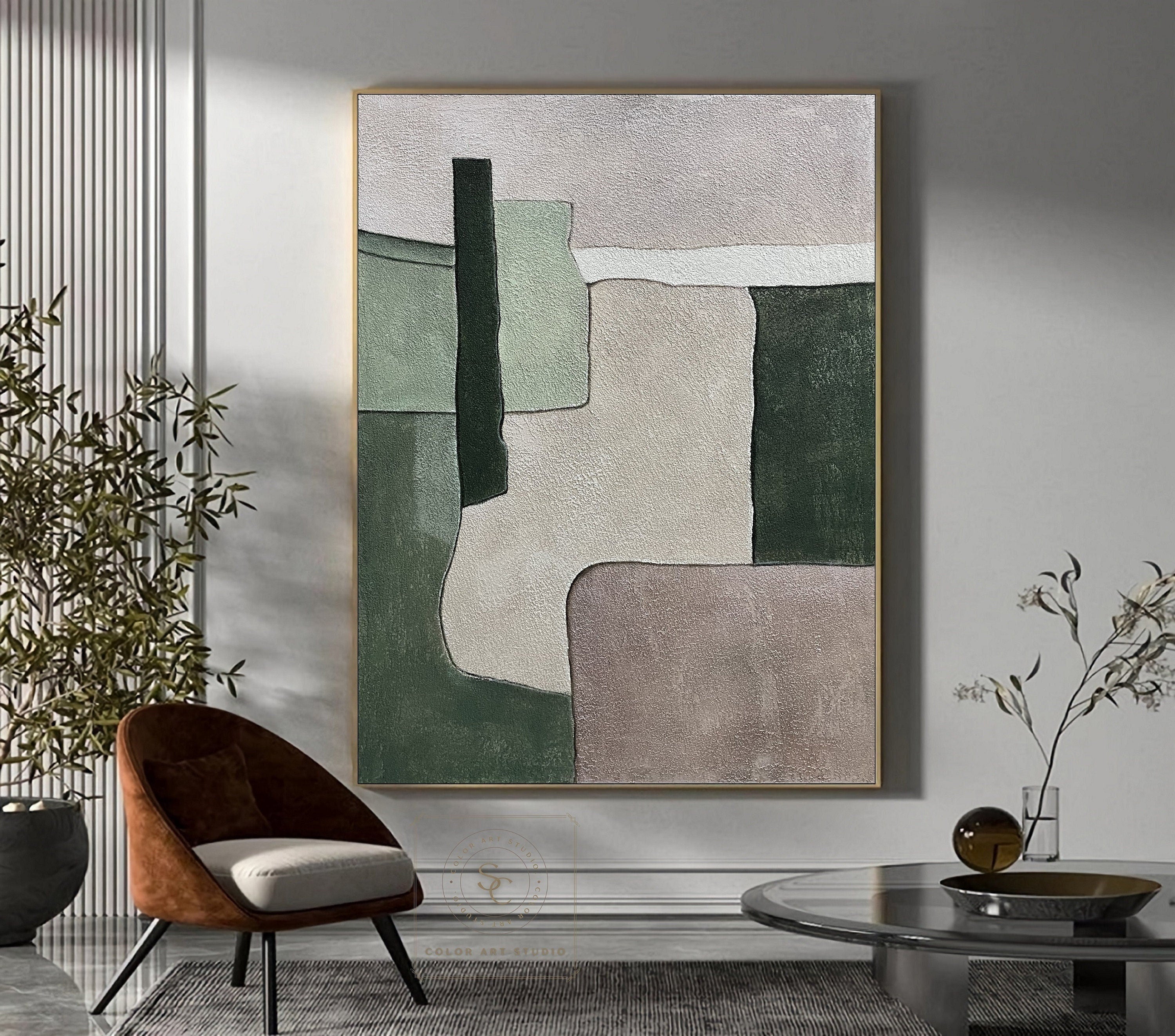 Large Green Abstract Painting Green Painting Texture Painting Green Minimalist Painting Minimalist Art Green Plaster Wall Art Mid Century 3D Oil Plaster Painting On Canvas colorful Painting Colorful Wall Art  original Boho Texture Painting minimalist Art neutral Abstract Painting