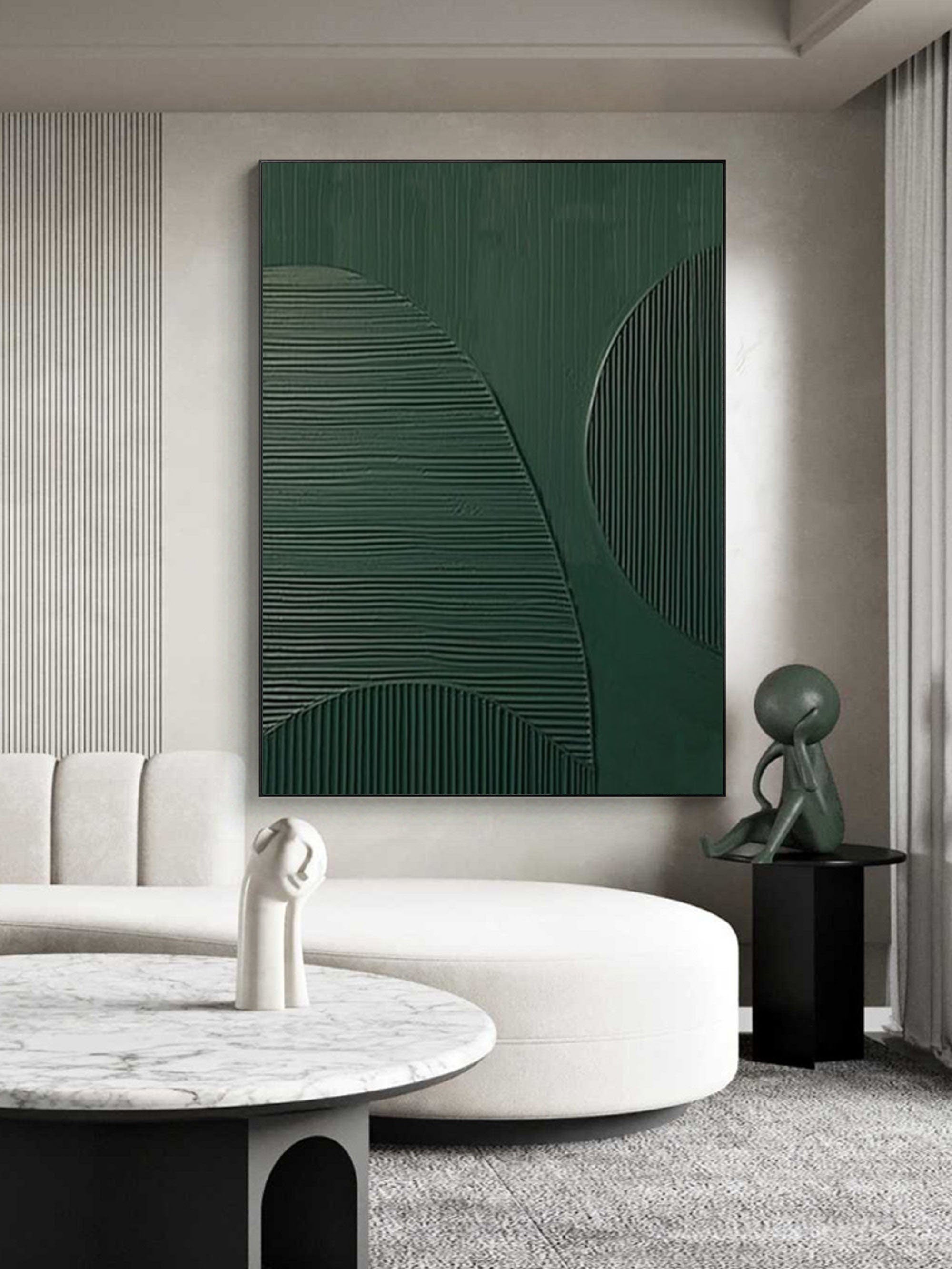 Wabi-sabi Art Green Minimalist Plaster Art Green Abstract Texture Painting Green Wall Decor Plaster Texture Wall Art Minimalist Art Green 3D Oil Wall Art On Canvas