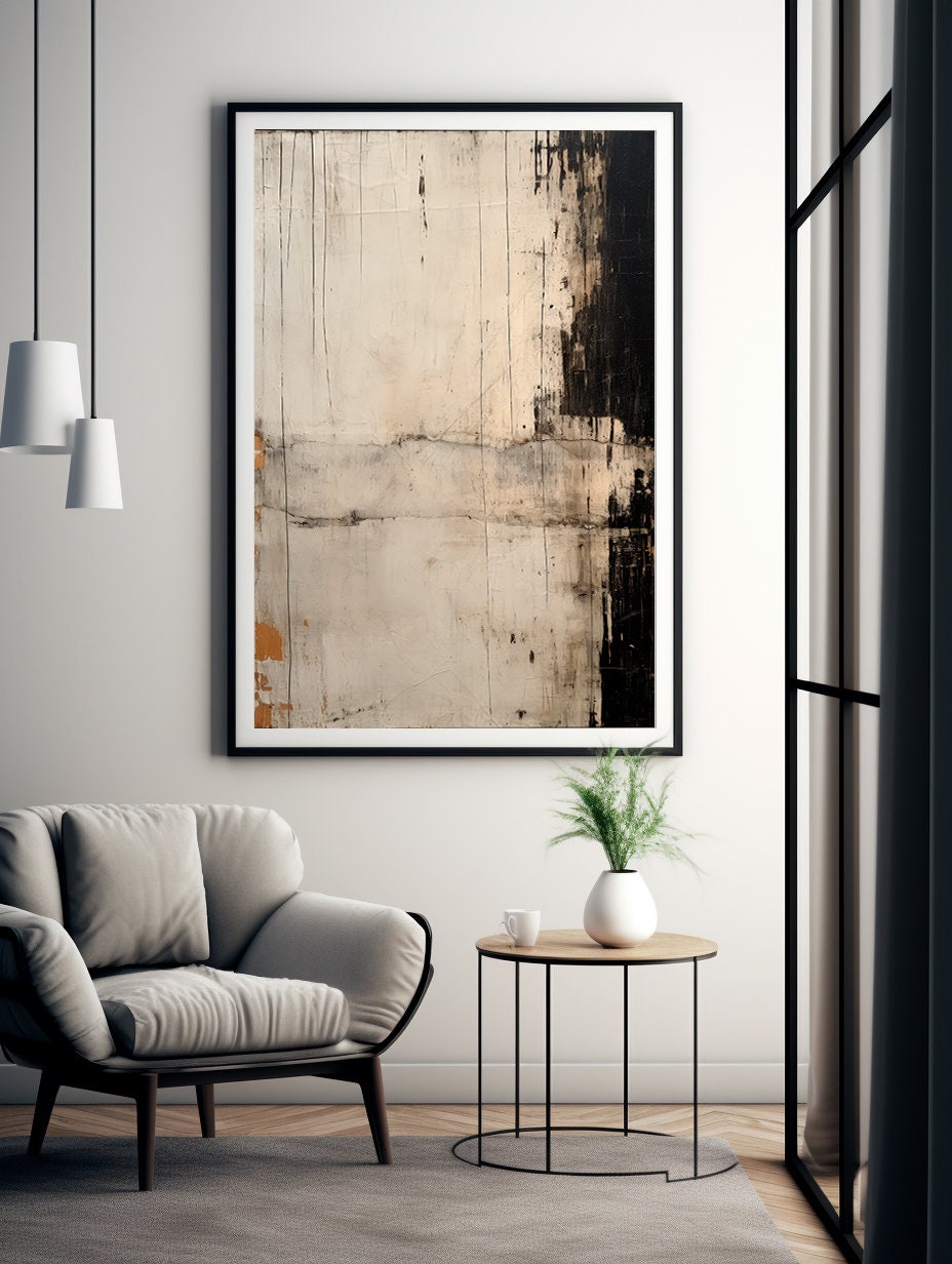 Wabi-sabi Art Brown Minimalist Plaster Art Black Abstract Texture Painting Beige Wall Decor Plaster Texture Wall Art Minimalist Art Brown 3D Oil  Plaster Wall Art On Canvas