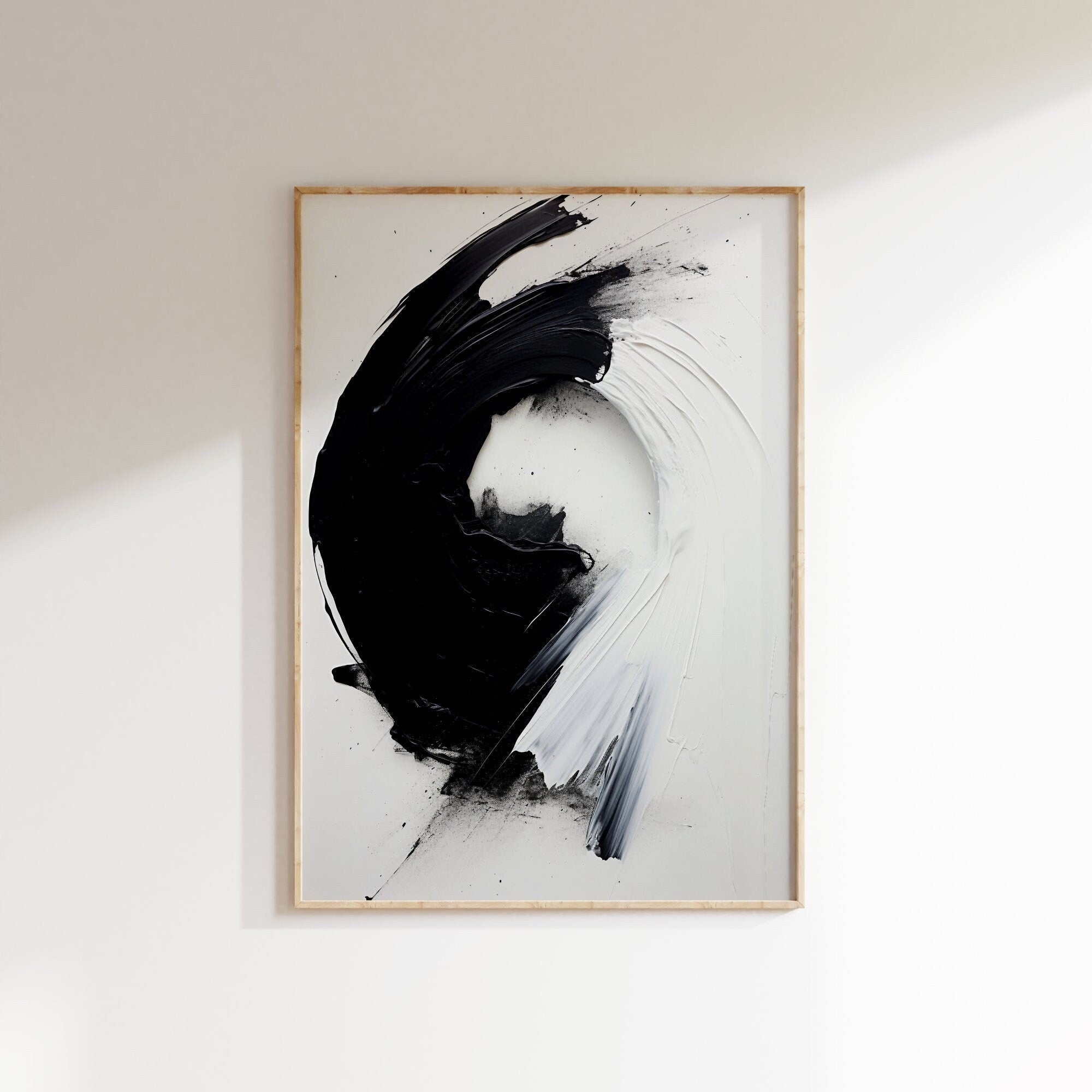 Wabi-sabi Art White Minimalist Plaster Art Black Abstract Texture Painting Beige Wall Decor Plaster Texture Wall Art Minimalist Art White 3D Oil  Plaster Wall Art On Canvas