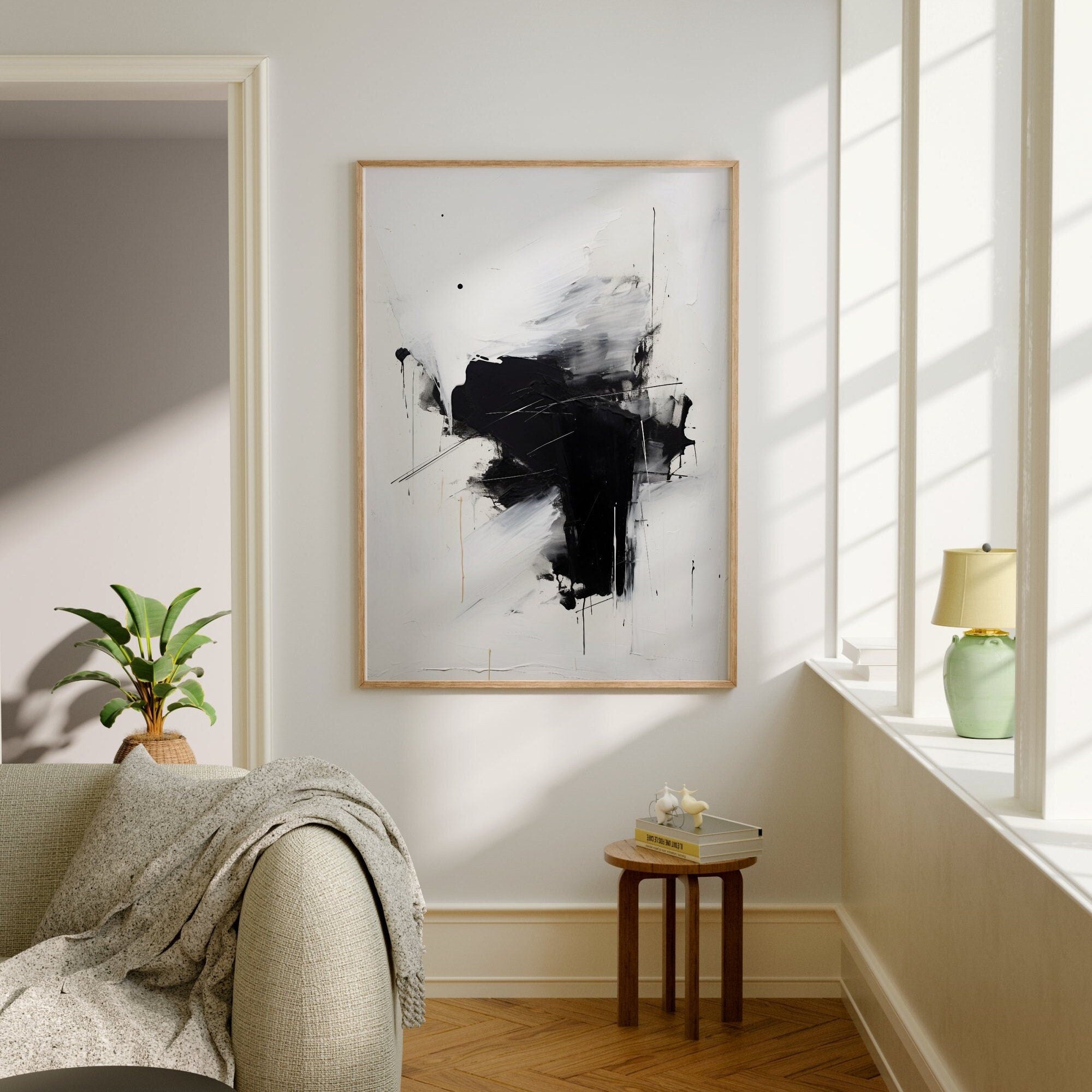 Wabi-sabi Art White Minimalist Plaster Art Black Abstract Texture Painting Beige Wall Decor Plaster Texture Wall Art Minimalist Art White 3D Oil  Plaster Wall Art On Canvas