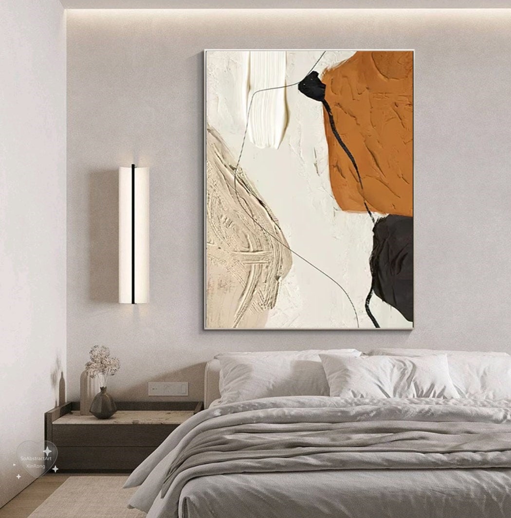 Wabi-sabi Art Brown Minimalist Plaster Art Beige Abstract Texture Painting Beige Wall Decor Plaster Texture Wall Art Minimalist Art Brown 3D Oil  Plaster Wall Art On Canvas