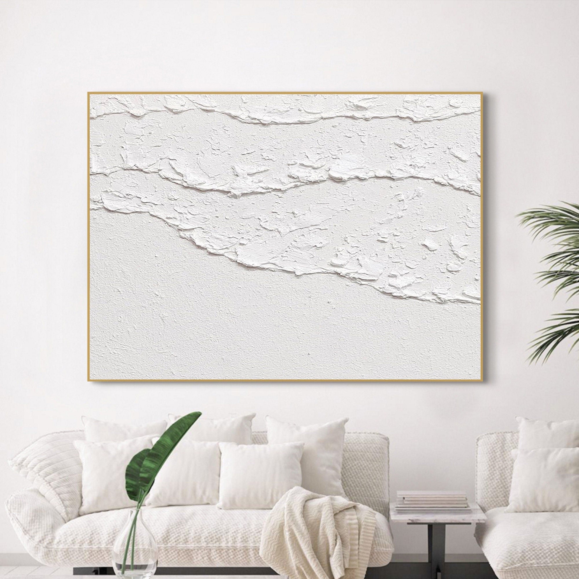 Wabi-sabi Art Minimalist Plaster Art White Abstract Texture Painting White Wall Decor Plaster Texture Wall Art Minimalist Art 3D Oil  Wall Art On Canvas