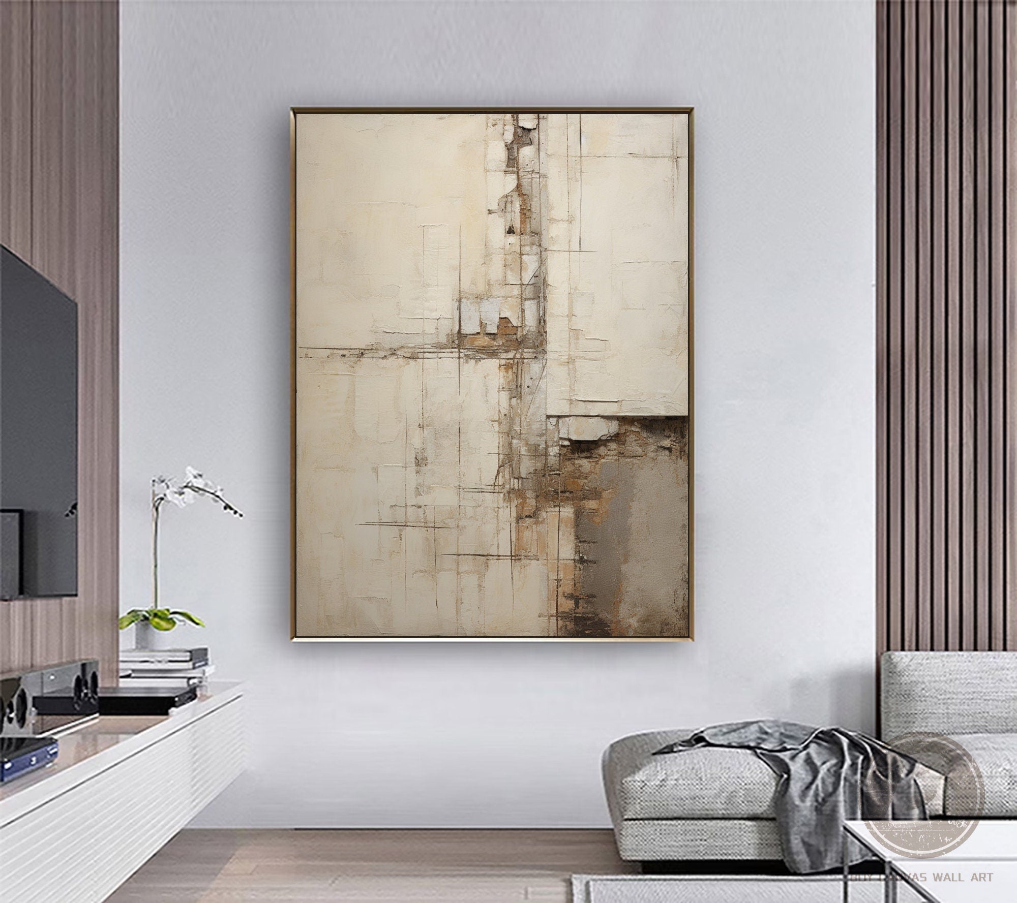 Wabi-sabi Art Brown Minimalist Plaster Art Beige Abstract Texture Painting Beige Wall Decor Plaster Texture Wall Art Minimalist Art Brown 3D Oil  Plaster Wall Art On Canvas