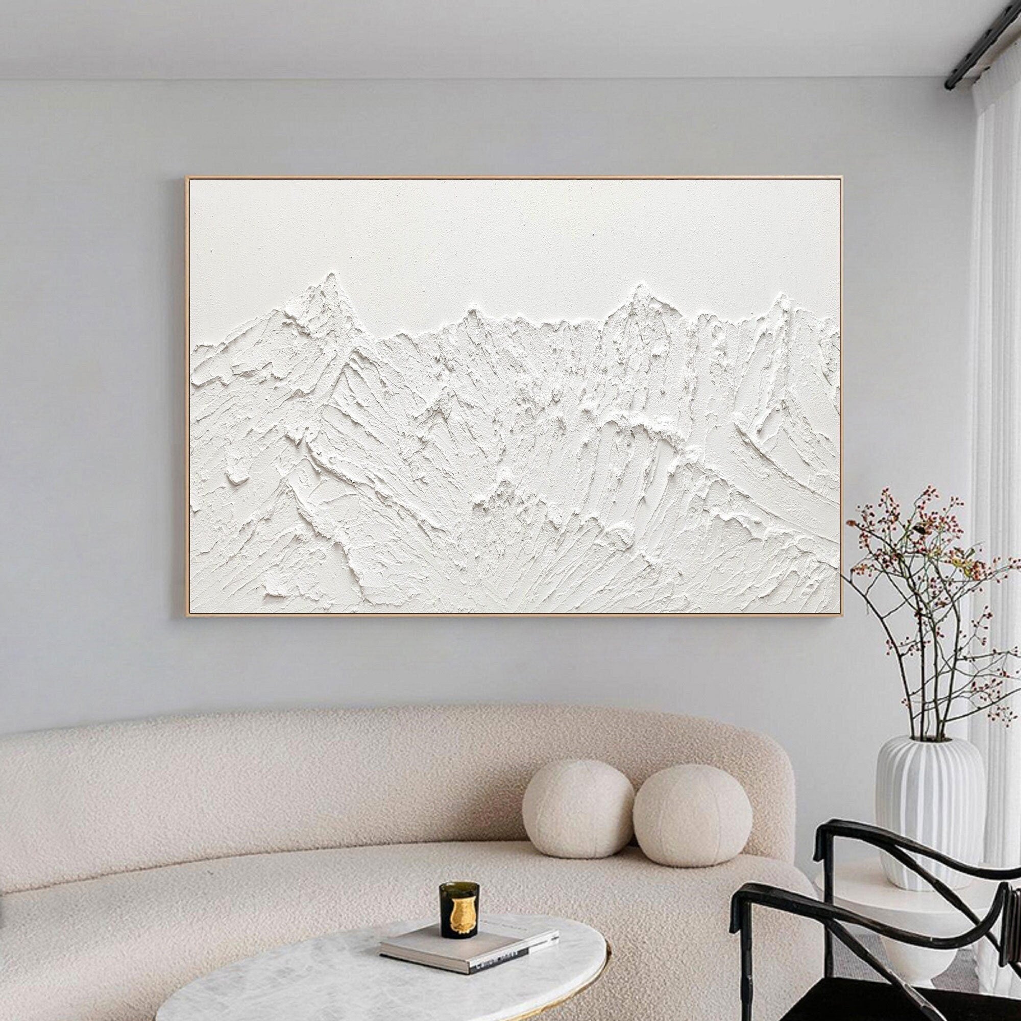 Large Original Abstract Painting Modern Minimalist Wall Art White Texture Painting Living Room Wall Art Minimalist Plaster Art  3D Oil  Wall Art On Canvas