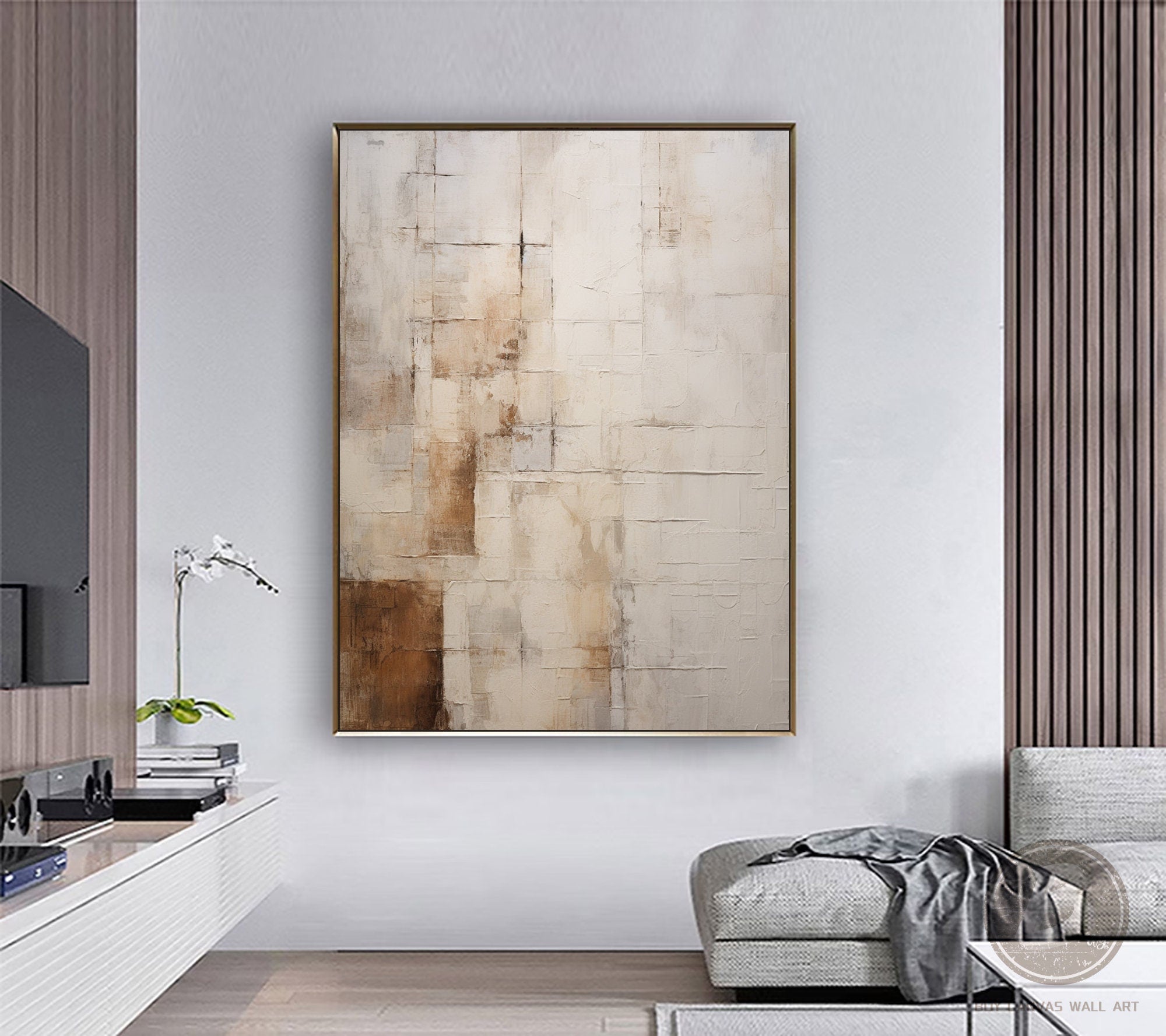 Wabi-sabi Art Brown Minimalist Plaster Art Beige Abstract Texture Painting Beige Wall Decor Plaster Texture Wall Art Minimalist Art Brown 3D Oil  Plaster Wall Art On Canvas