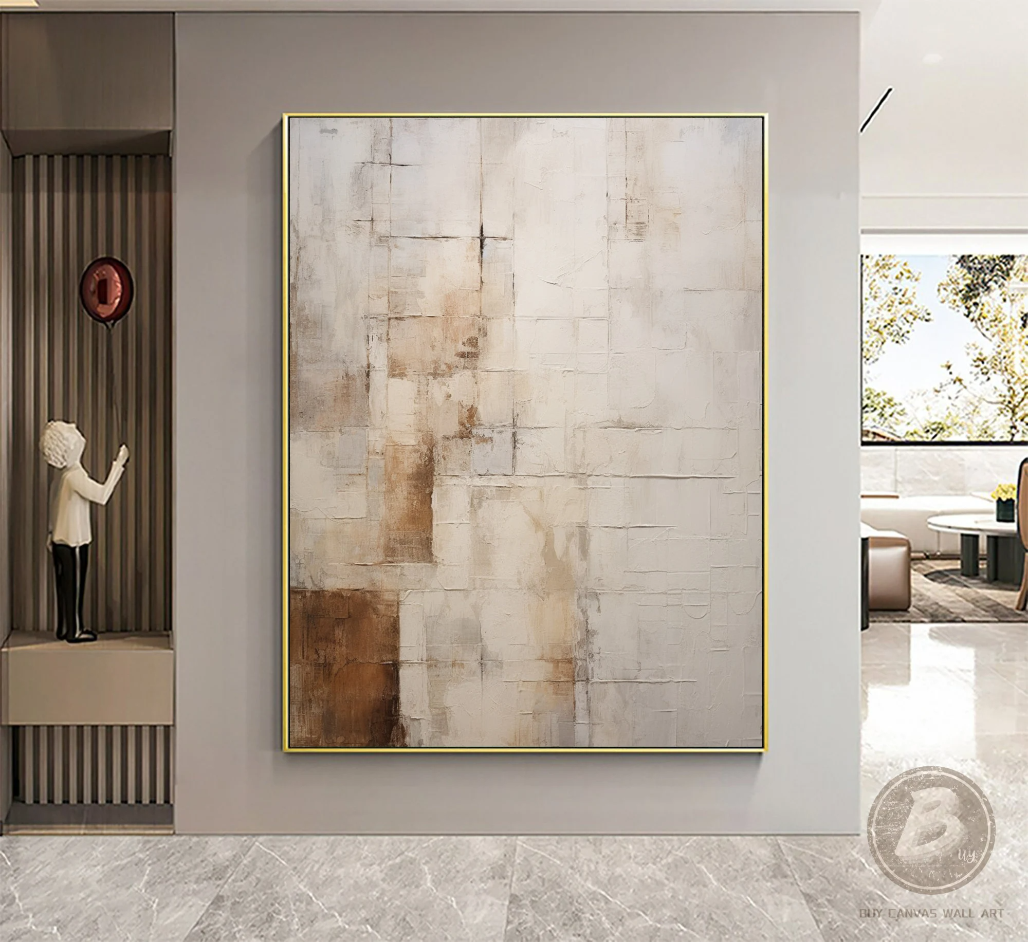 Wabi-sabi Art Brown Minimalist Plaster Art Beige Abstract Texture Painting Beige Wall Decor Plaster Texture Wall Art Minimalist Art Brown 3D Oil  Plaster Wall Art On Canvas