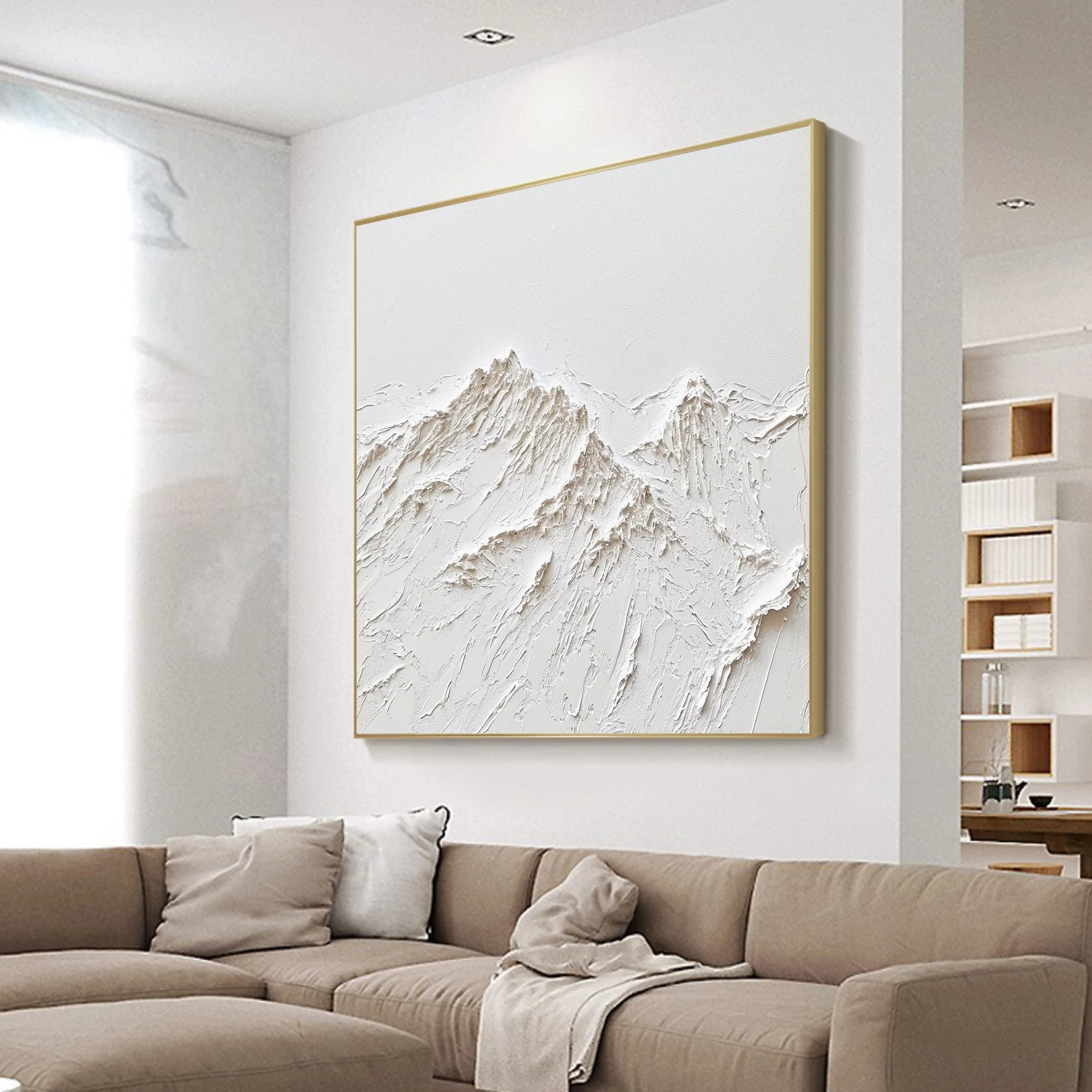 Wabi-sabi Art Minimalist Plaster Art White Abstract Texture Painting White Wall Decor Plaster Texture Wall Art Minimalist Art 3D Oil  Wall Art On Canvas