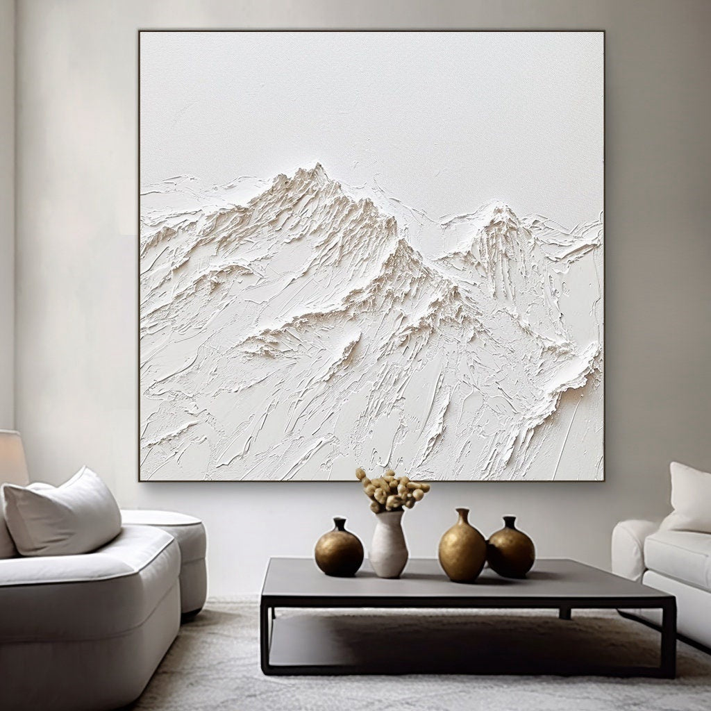 Wabi-sabi Art Minimalist Plaster Art White Abstract Texture Painting White Wall Decor Plaster Texture Wall Art Minimalist Art 3D Oil  Wall Art On Canvas