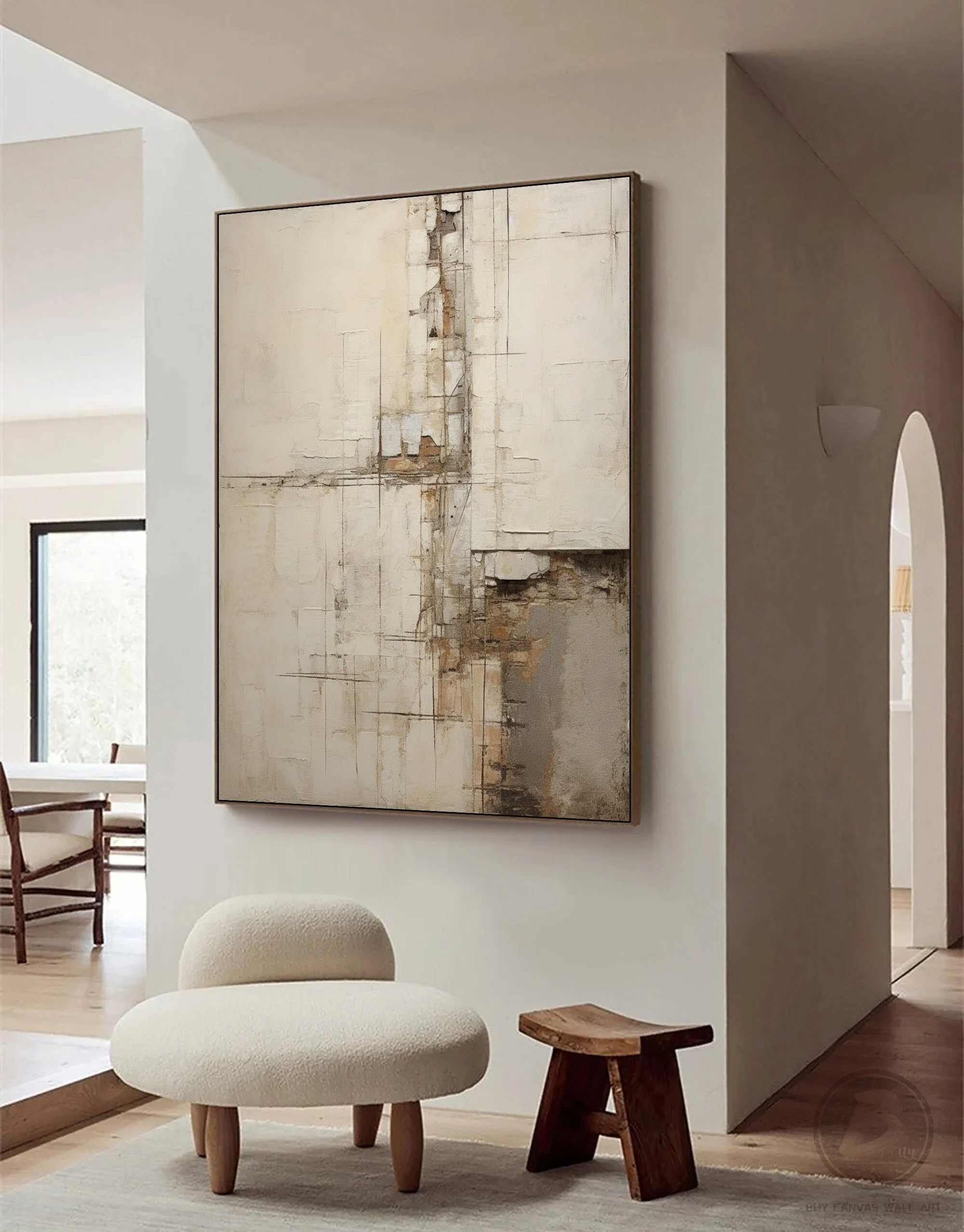 Wabi-sabi Art Brown Minimalist Plaster Art Beige Abstract Texture Painting Beige Wall Decor Plaster Texture Wall Art Minimalist Art Brown 3D Oil  Plaster Wall Art On Canvas