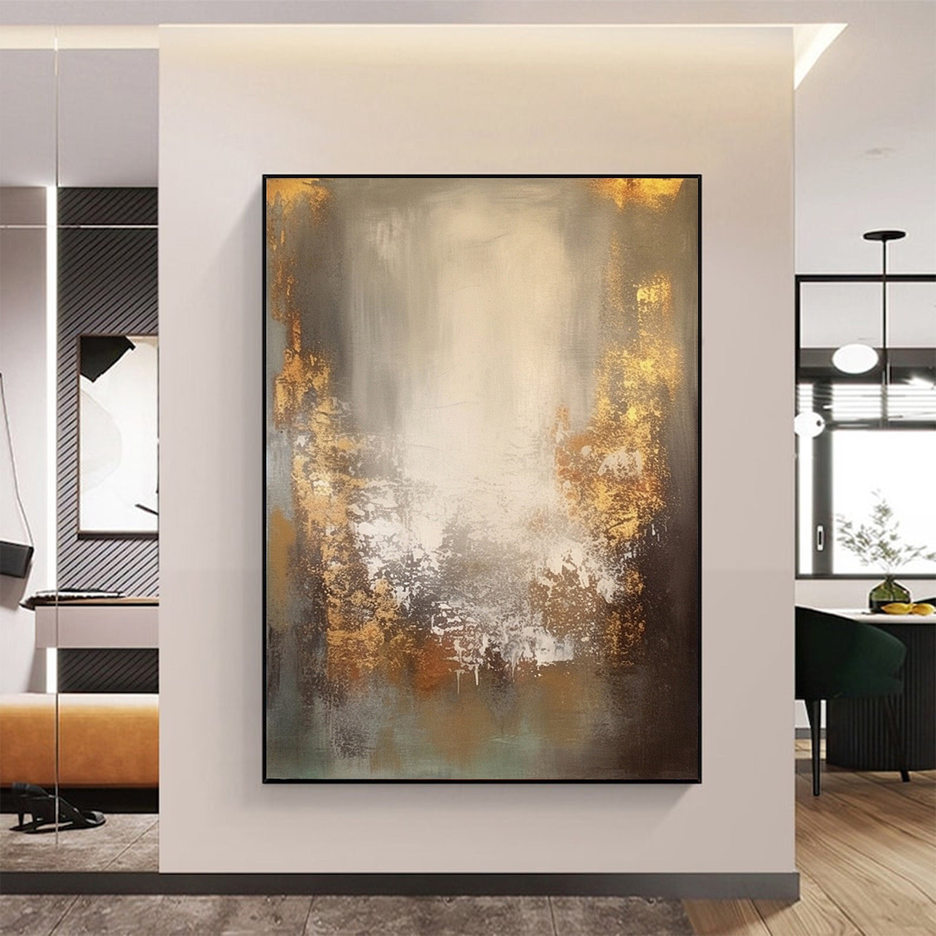 Wabi-sabi Art Brown Minimalist Plaster Art Beige Abstract Texture Painting Beige Wall Decor Plaster Texture Wall Art Minimalist Art Brown 3D Oil  Plaster Wall Art On Canvas