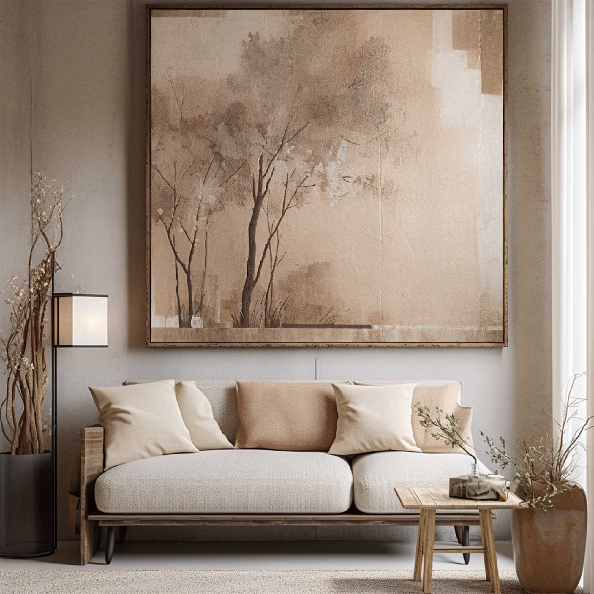 Wabi-sabi Art Brown Minimalist Plaster Art Beige Abstract Texture Painting Beige Wall Decor Plaster Texture Wall Art Minimalist Art Brown 3D Oil  Plaster Wall Art On Canvas