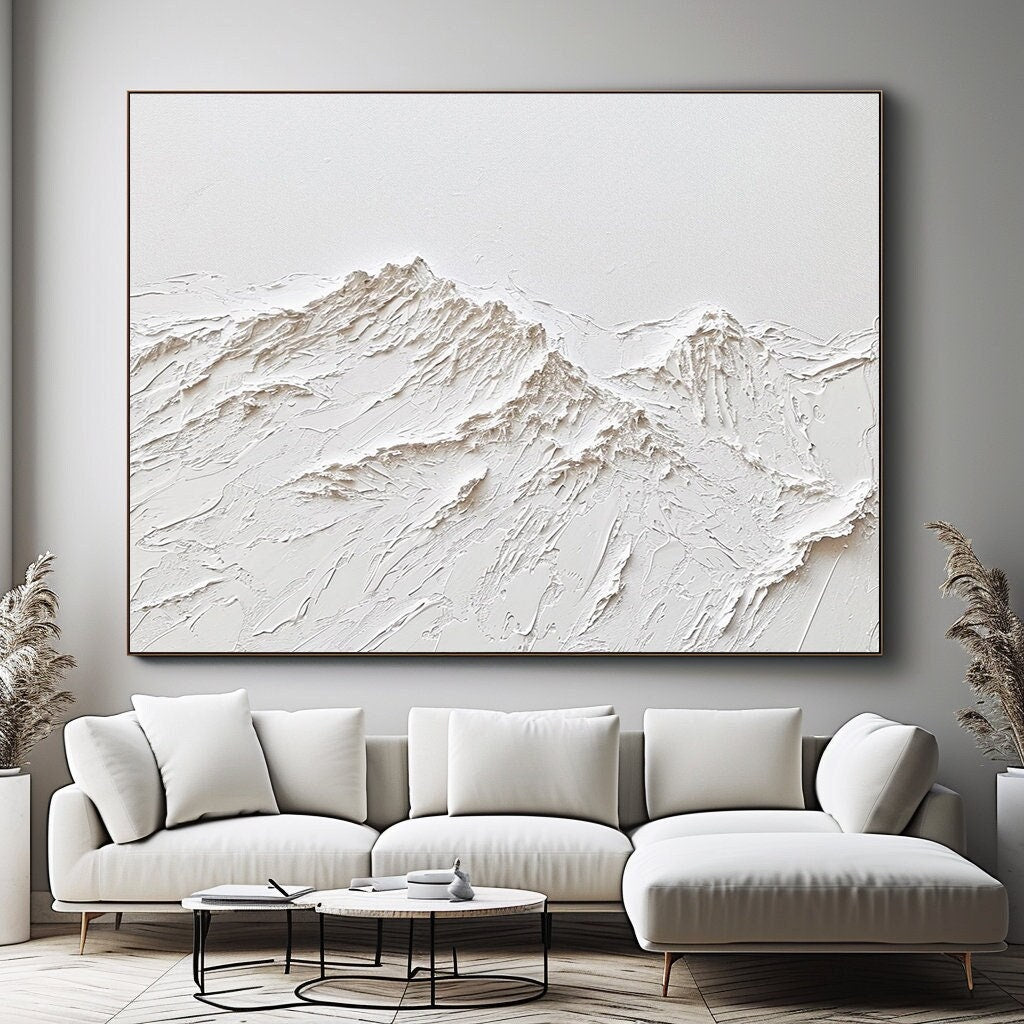 Wabi-sabi Art Minimalist Plaster Art White Abstract Texture Painting White Wall Decor Plaster Texture Wall Art Minimalist Art 3D Oil  Wall Art On Canvas