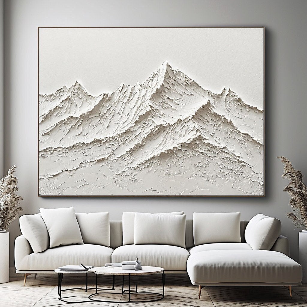 Large Original Abstract Painting Modern Minimalist Wall Art White Texture Painting Living Room Wall Art Minimalist Plaster Art  3D Oil  Wall Art On Canvas