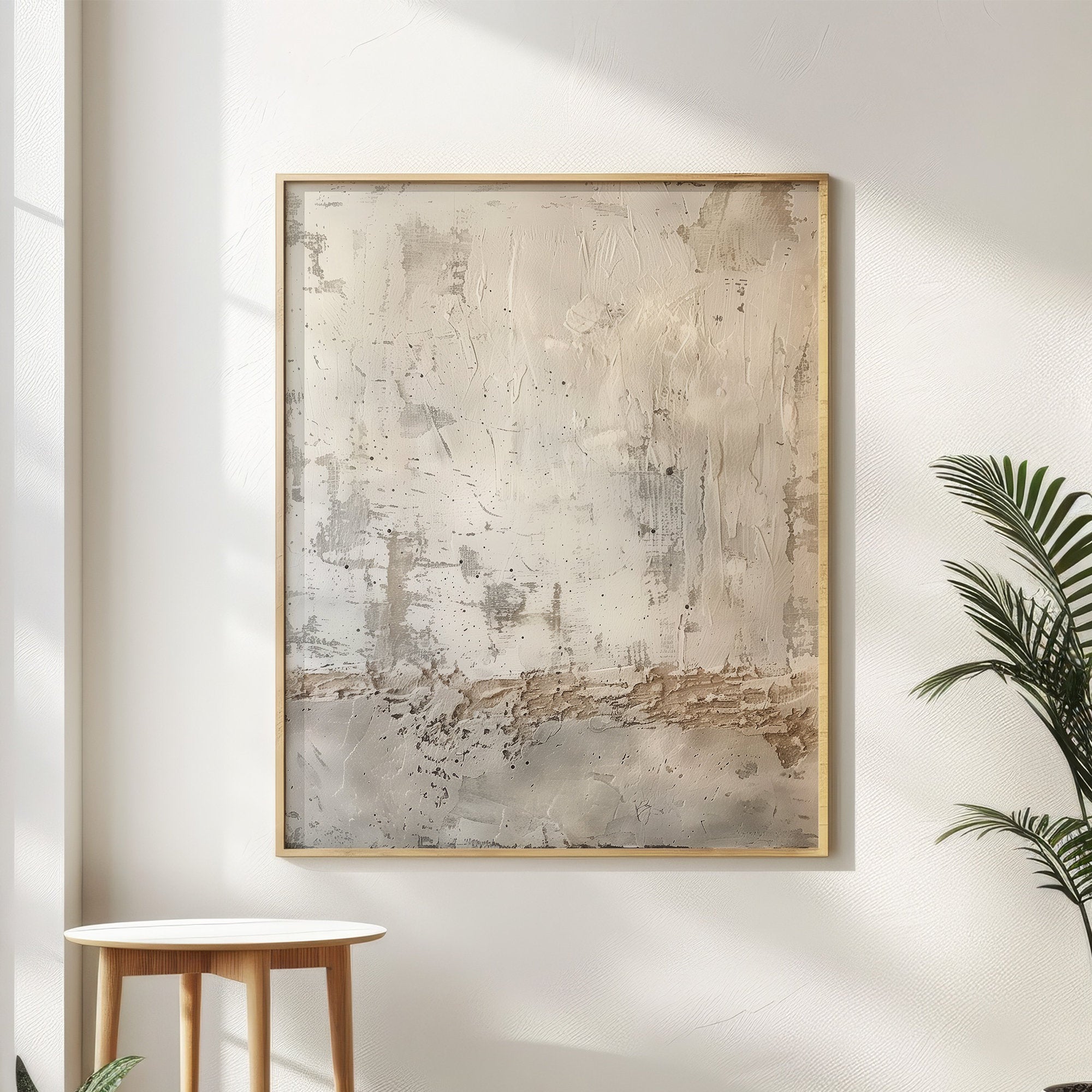 Wabi-sabi Art Brown Minimalist Plaster Art Beige Abstract Texture Painting Brown Wall Decor Plaster Texture Wall Art Minimalist Art Brown 3D Oil  Plaster Wall Art On Canvas