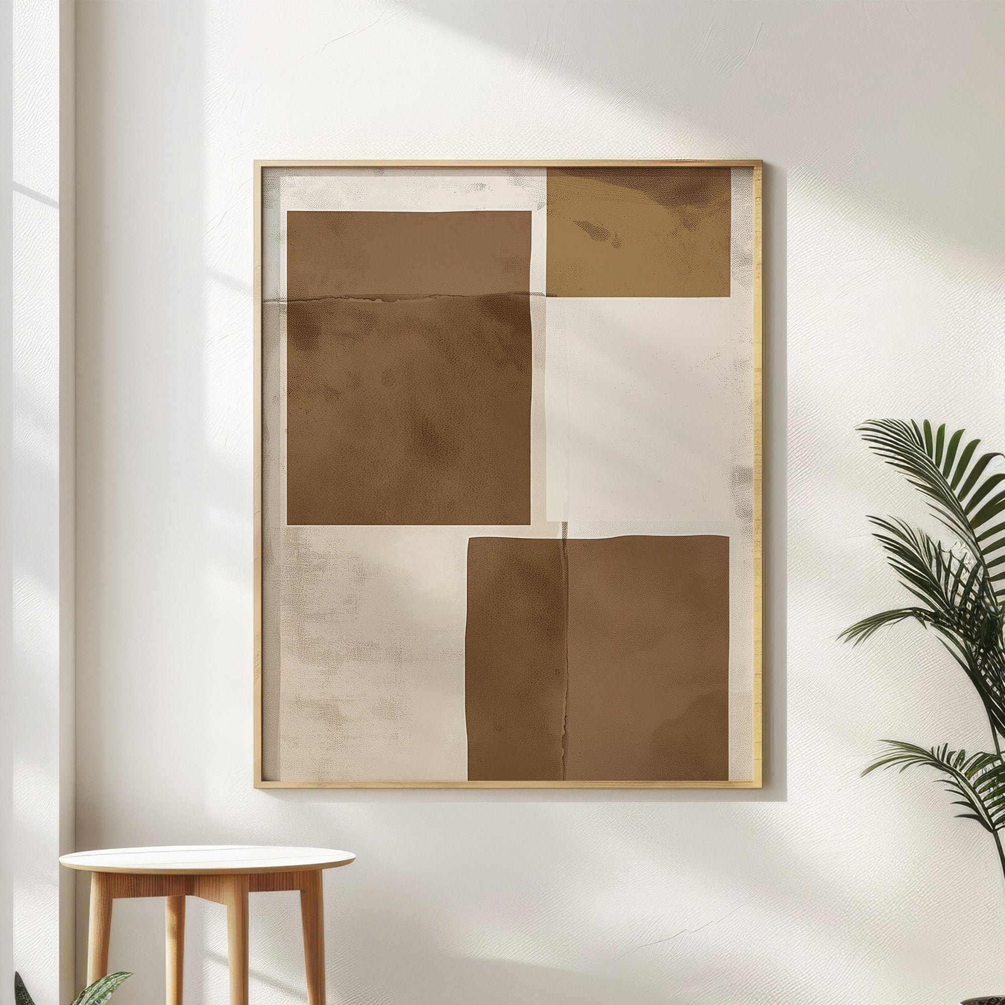 Wabi-sabi Art Brown Minimalist Plaster Art Beige Abstract Texture Painting Brown Wall Decor Plaster Texture Wall Art Minimalist Art Brown 3D Oil  Plaster Wall Art On Canvas