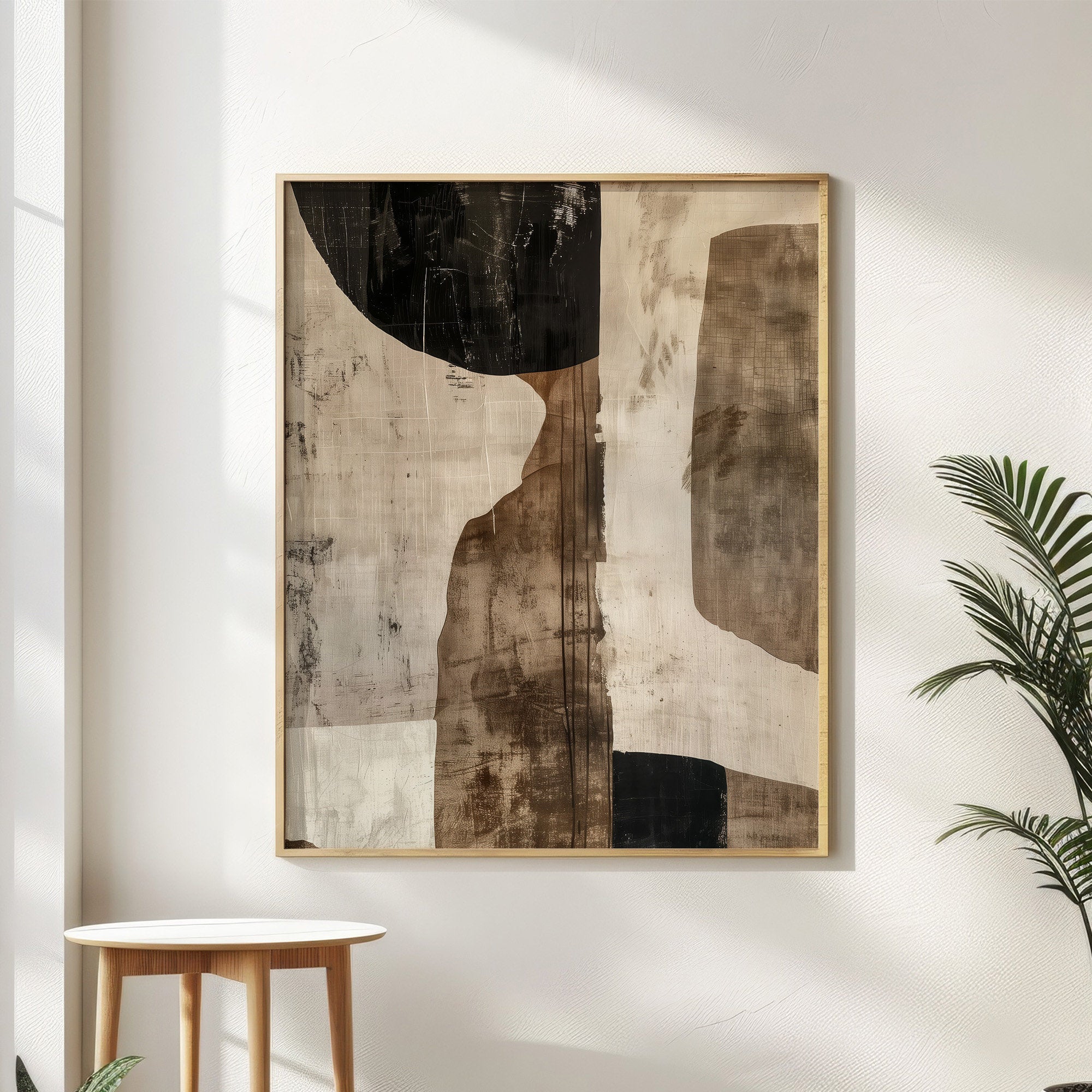 Wabi-sabi Art Brown Minimalist Plaster Art Black Abstract Texture Painting Brown Wall Decor Plaster Texture Wall Art Minimalist Art Brown 3D Oil  Plaster Wall Art On Canvas