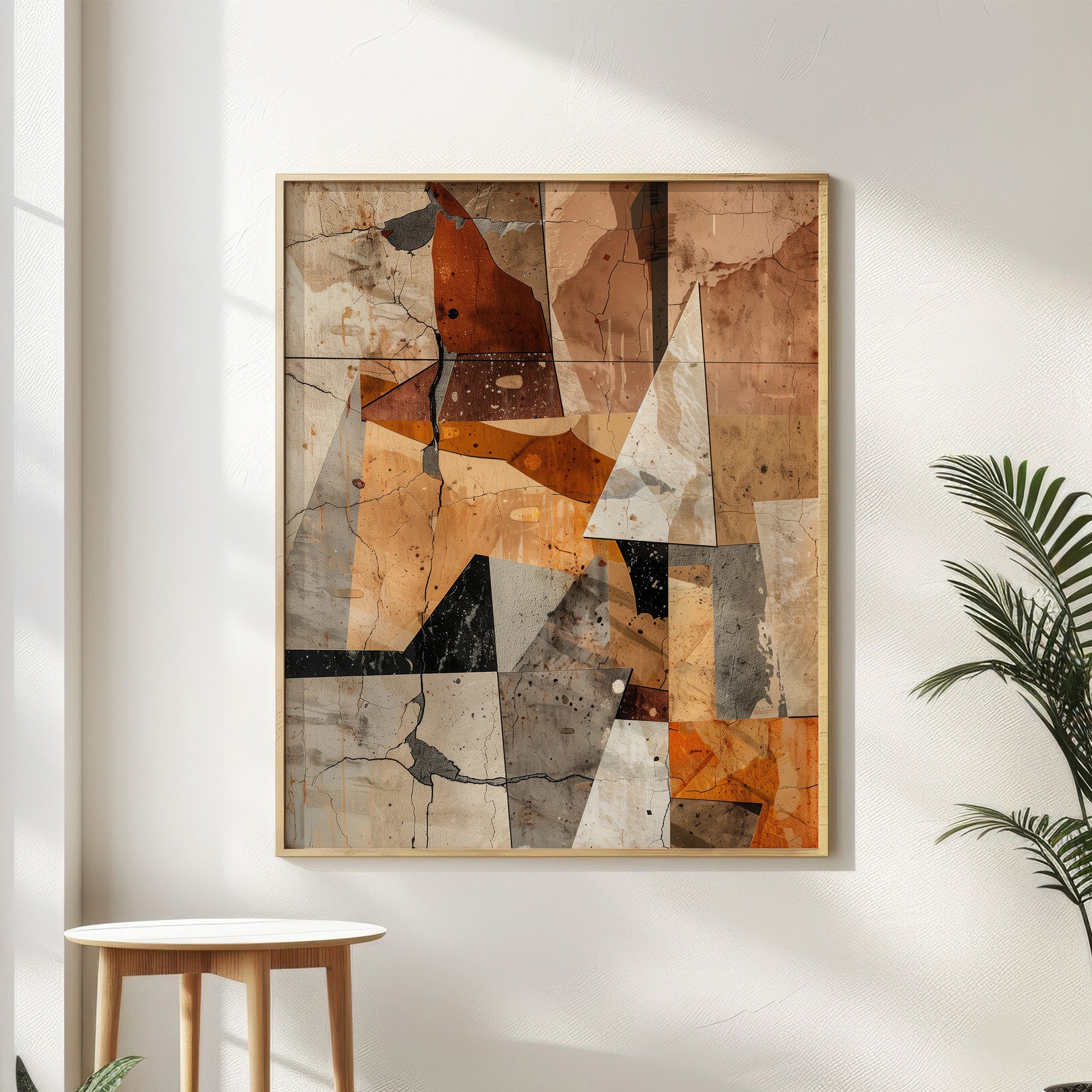 Wabi-sabi Art Brown Minimalist Plaster Art Beige Abstract Texture Painting Brown Wall Decor Plaster Texture Wall Art Minimalist Art Brown 3D Oil  Plaster Wall Art On Canvas