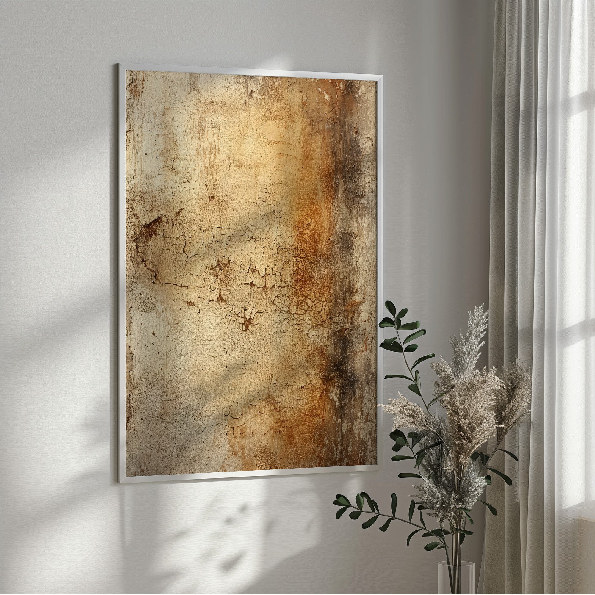 Wabi-sabi Art Brown Minimalist Plaster Art Black Abstract Texture Painting Brown Wall Decor Plaster Texture Wall Art Minimalist Art Brown 3D Oil  Plaster Wall Art On Canvas