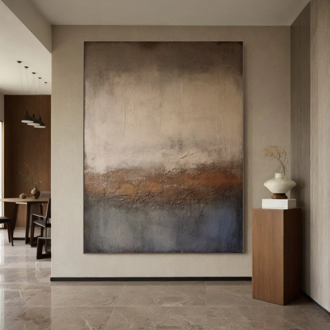 Wabi-sabi Art Brown Minimalist Plaster Art Black Abstract Texture Painting Beige Wall Decor Plaster Texture Wall Art Minimalist Art Brown 3D Oil  Plaster Wall Art On Canvas