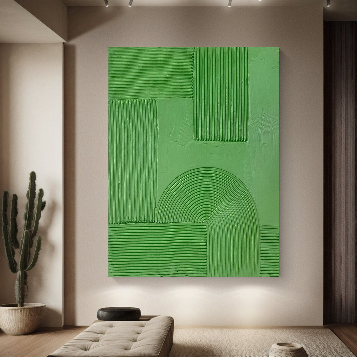 Wabi-sabi Art Green Minimalist Plaster Art Green Abstract Texture Painting Green Wall Decor Plaster Texture Wall Art Minimalist Art Green 3D Oil  Plaster Wall Art On Canvas