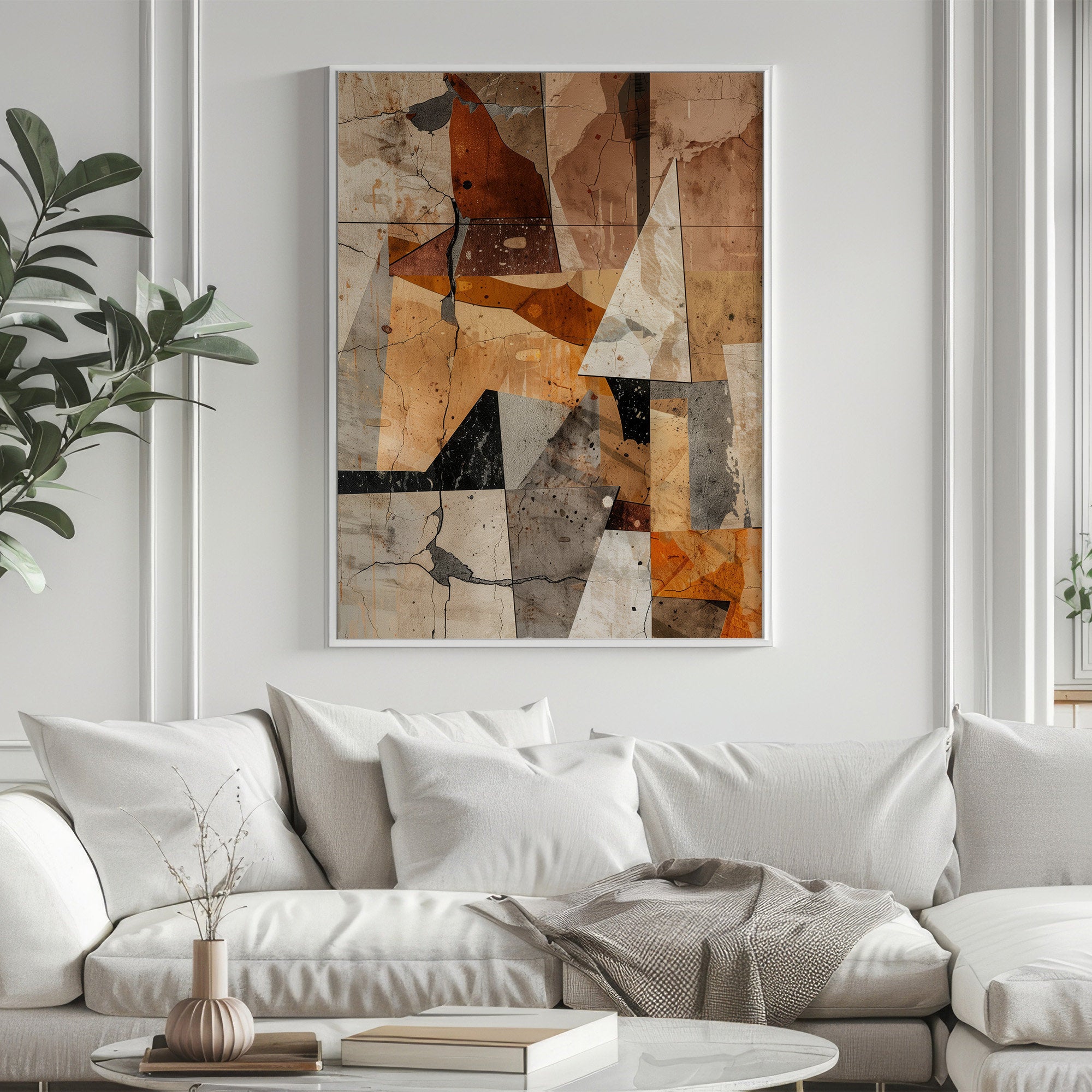 Wabi-sabi Art Brown Minimalist Plaster Art Beige Abstract Texture Painting Brown Wall Decor Plaster Texture Wall Art Minimalist Art Brown 3D Oil  Plaster Wall Art On Canvas