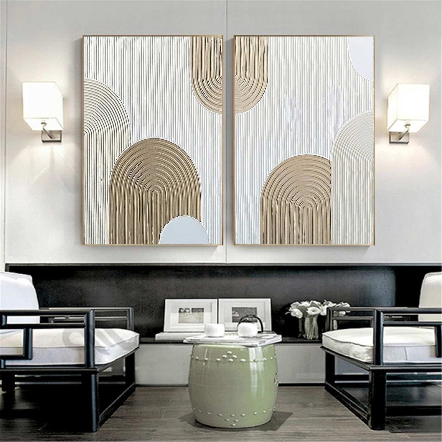 Wabi-sabi Art Beige Minimalist Plaster Art Beige Texture Painting Abstract Wall Decor Plaster Texture Wall Art Minimalist Art  3D Oil Canvas Wall Art 