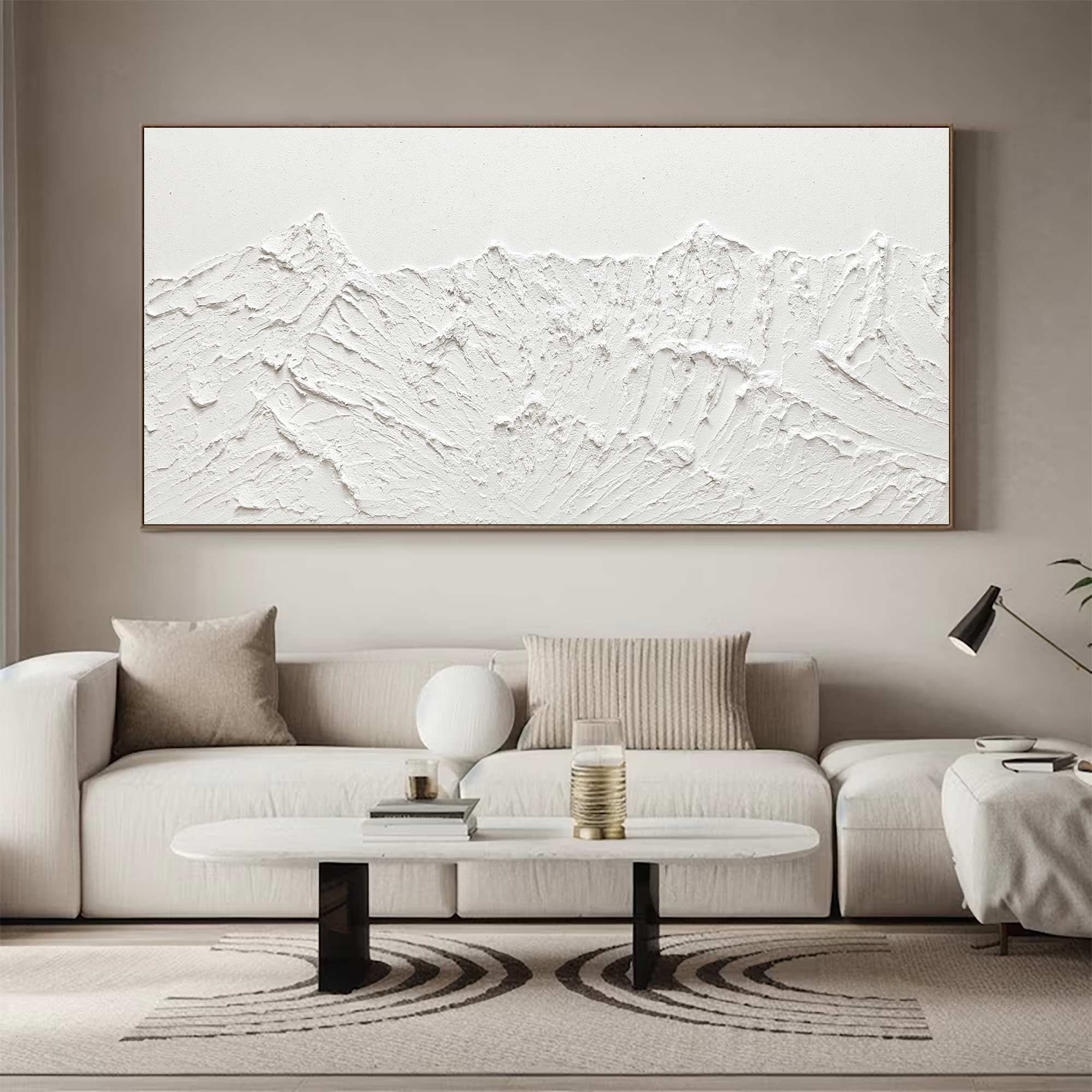 Large Original Abstract Painting Modern Minimalist Wall Art White Texture Painting Living Room Wall Art Minimalist Plaster Art  3D Oil  Wall Art On Canvas