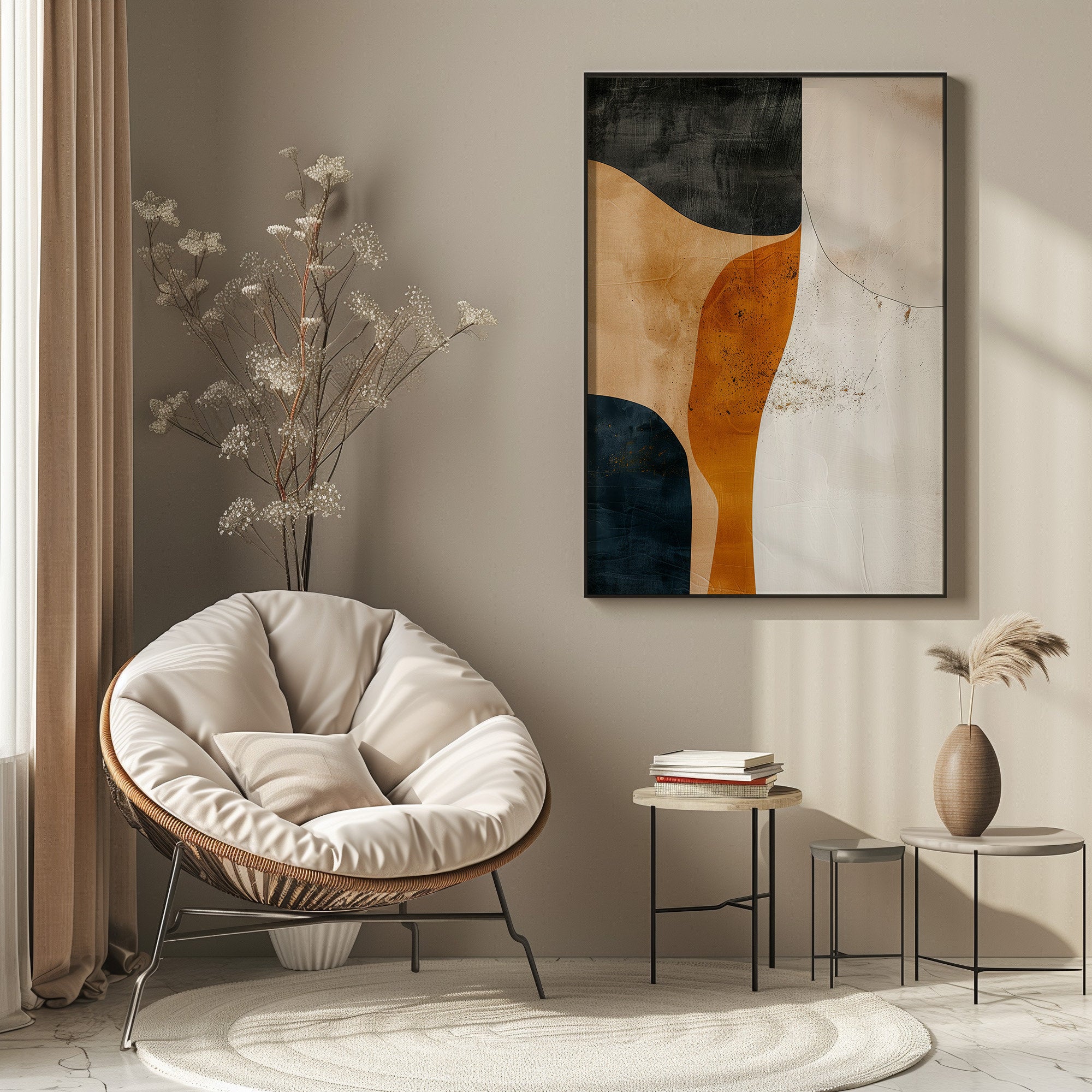 Wabi-sabi Art Brown Minimalist Plaster Art Black Abstract Texture Painting Beige Wall Decor Plaster Texture Wall Art Minimalist Art Brown 3D Oil  Plaster Wall Art On Canvas