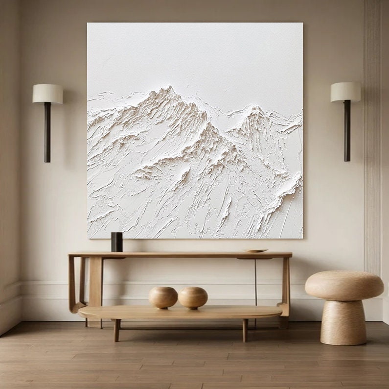 Wabi-sabi Art Minimalist Plaster Art White Abstract Texture Painting White Wall Decor Plaster Texture Wall Art Minimalist Art 3D Oil  Wall Art On Canvas