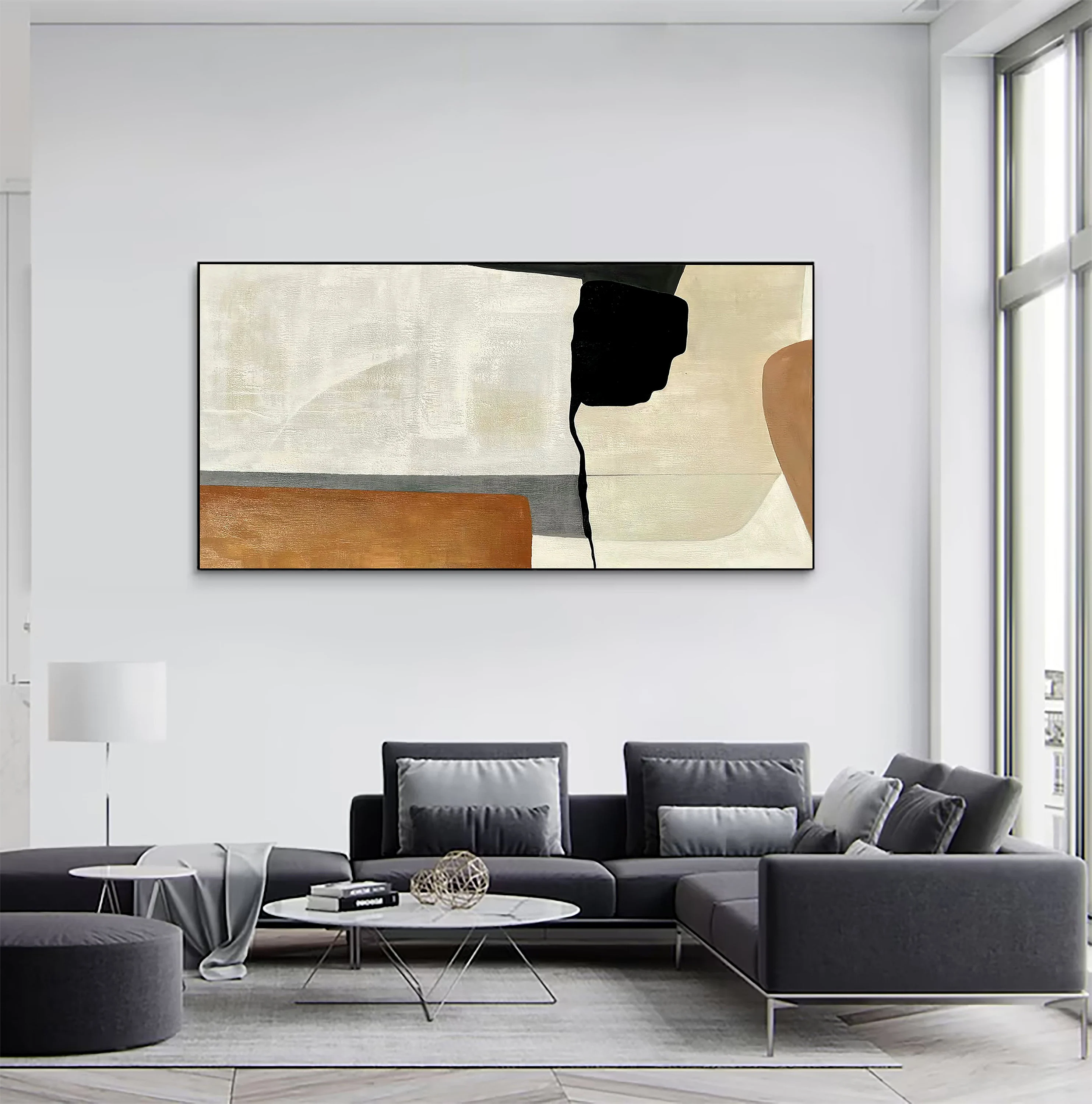 Wabi-sabi Art Brown Minimalist Plaster Art Black Abstract Texture Painting Beige Wall Decor Plaster Texture Wall Art Minimalist Art Brown 3D Oil  Plaster Wall Art On Canvas