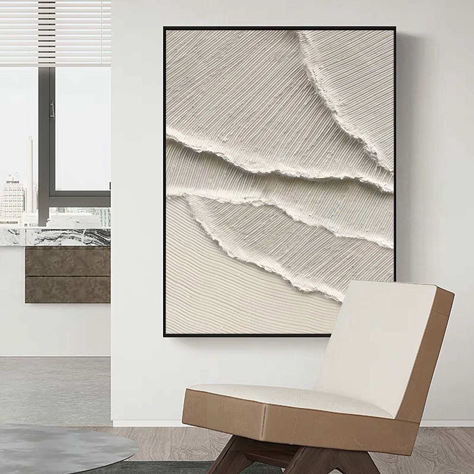 Wabi-sabi Art Brown Minimalist Plaster Art Beige Abstract Texture Painting Beige Wall Decor Plaster Texture Wall Art Minimalist Art Brown 3D Oil  Plaster Wall Art On Canvas