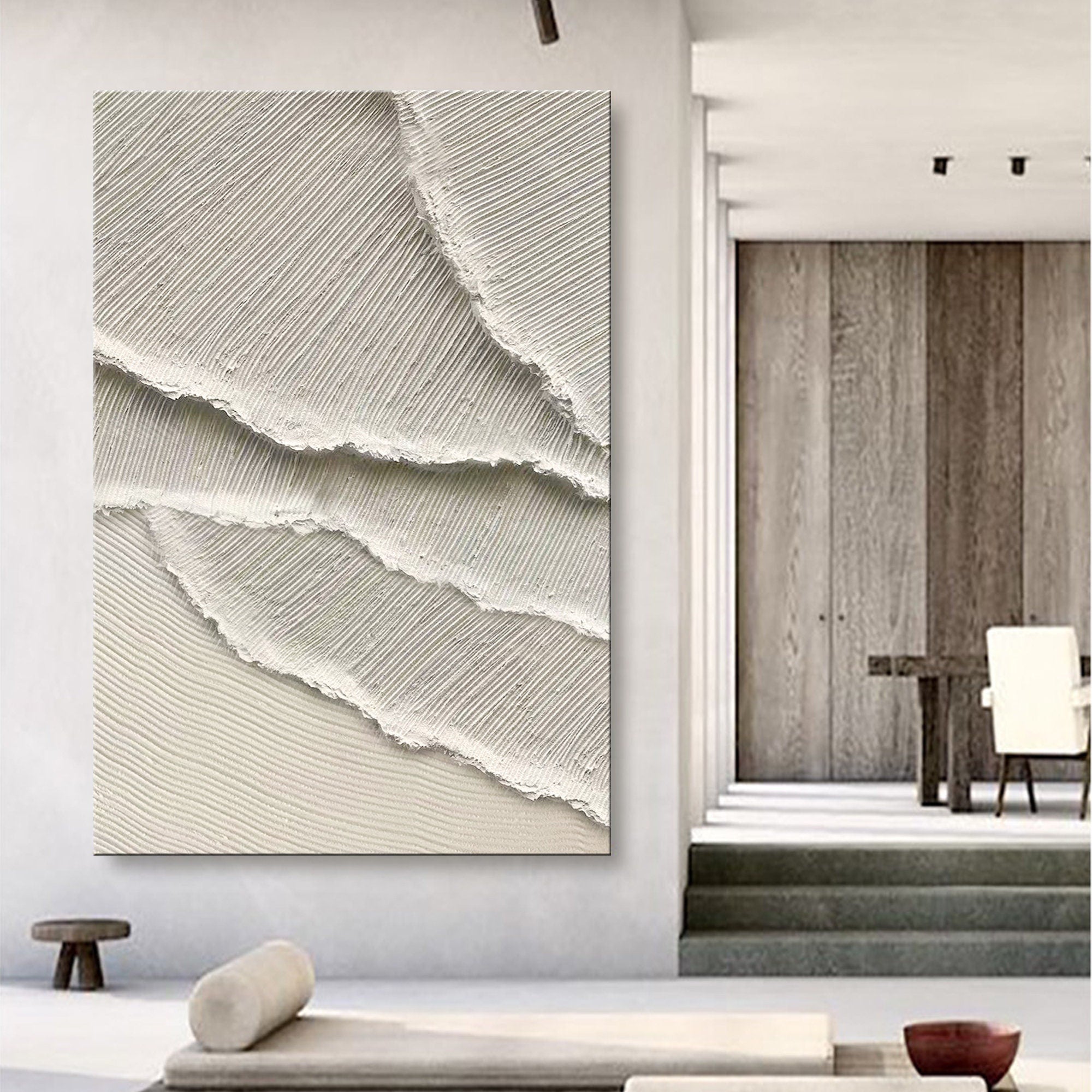 Wabi-sabi Art Brown Minimalist Plaster Art Beige Abstract Texture Painting Beige Wall Decor Plaster Texture Wall Art Minimalist Art Brown 3D Oil  Plaster Wall Art On Canvas