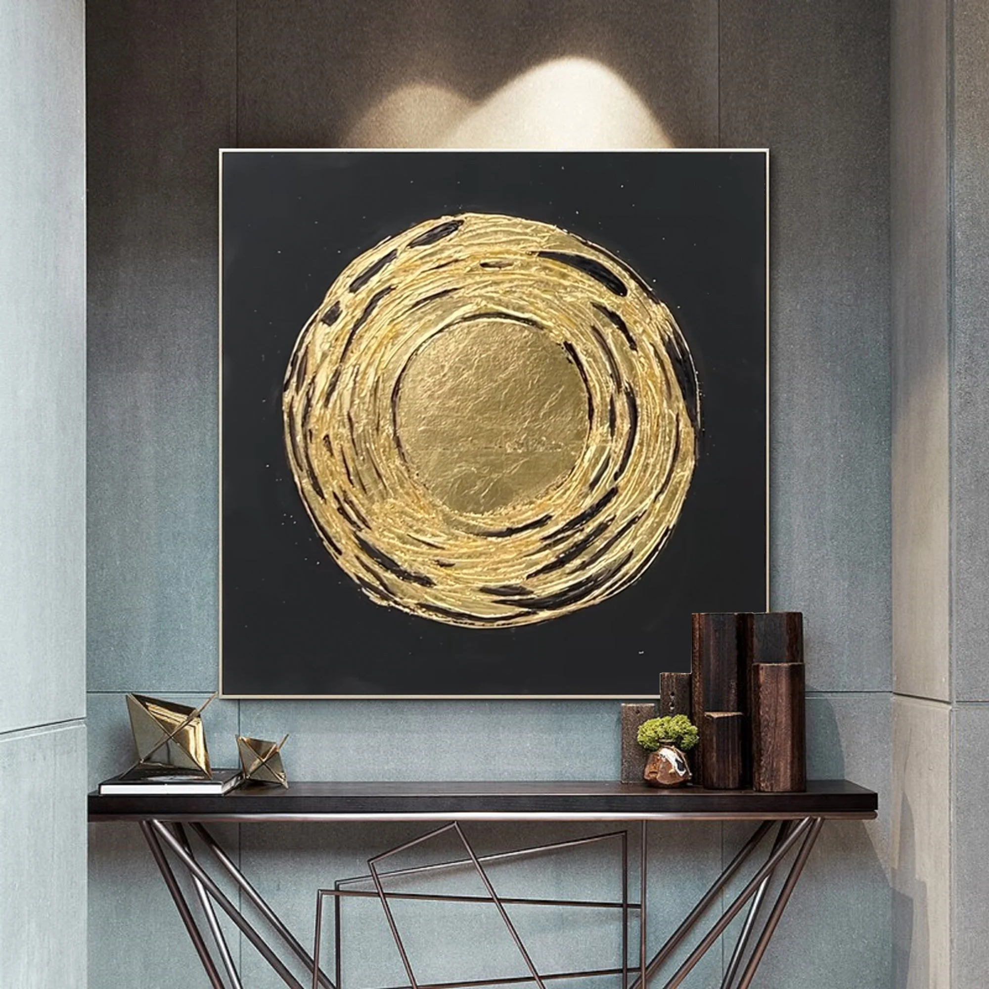 Wabi-sabi Art Black Minimalist Plaster Art Gold Abstract Texture Painting Black Wall Decor Plaster Texture Wall Art Minimalist Art Gold 3D Oil  Plaster Wall Art On Canvas