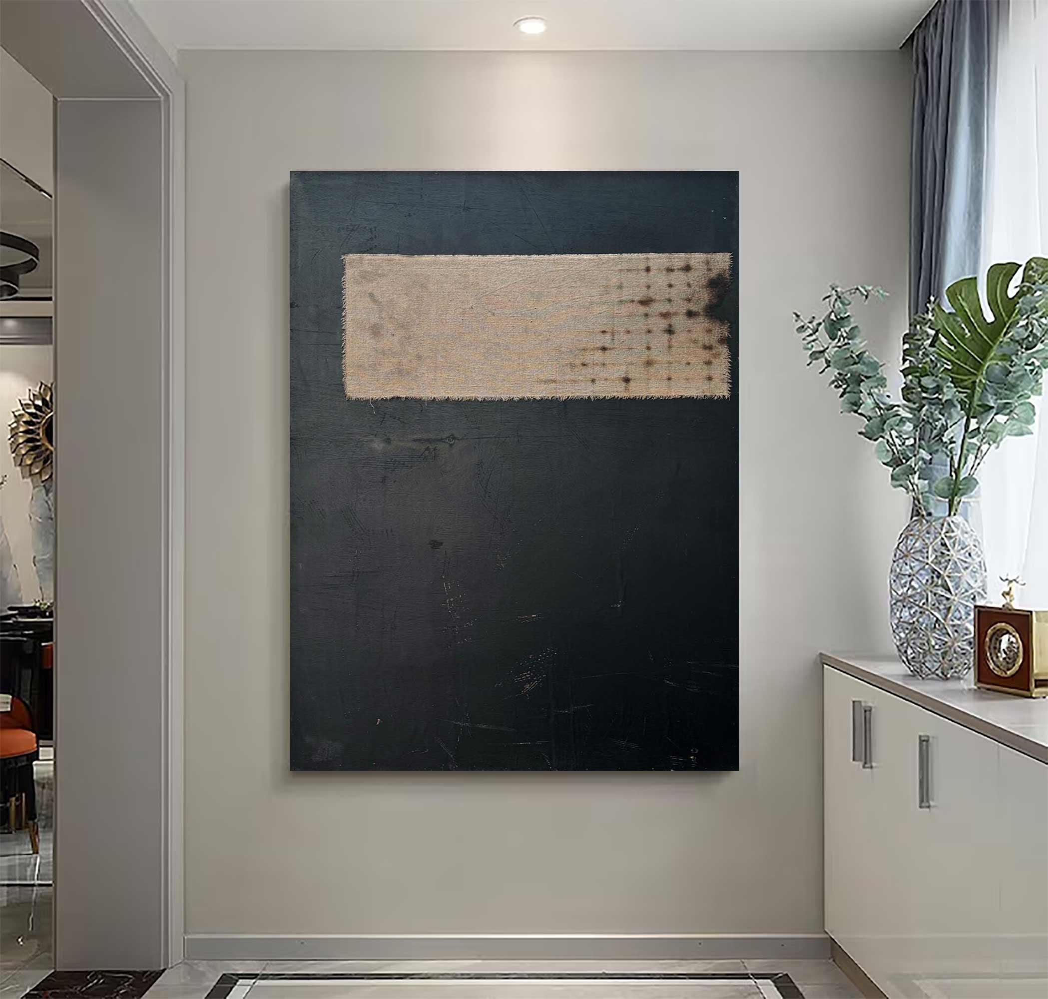 Wabi-sabi Art Brown Minimalist Plaster Art Black Abstract Texture Painting Beige Wall Decor Plaster Texture Wall Art Minimalist Art Brown 3D Oil  Plaster Wall Art On Canvas