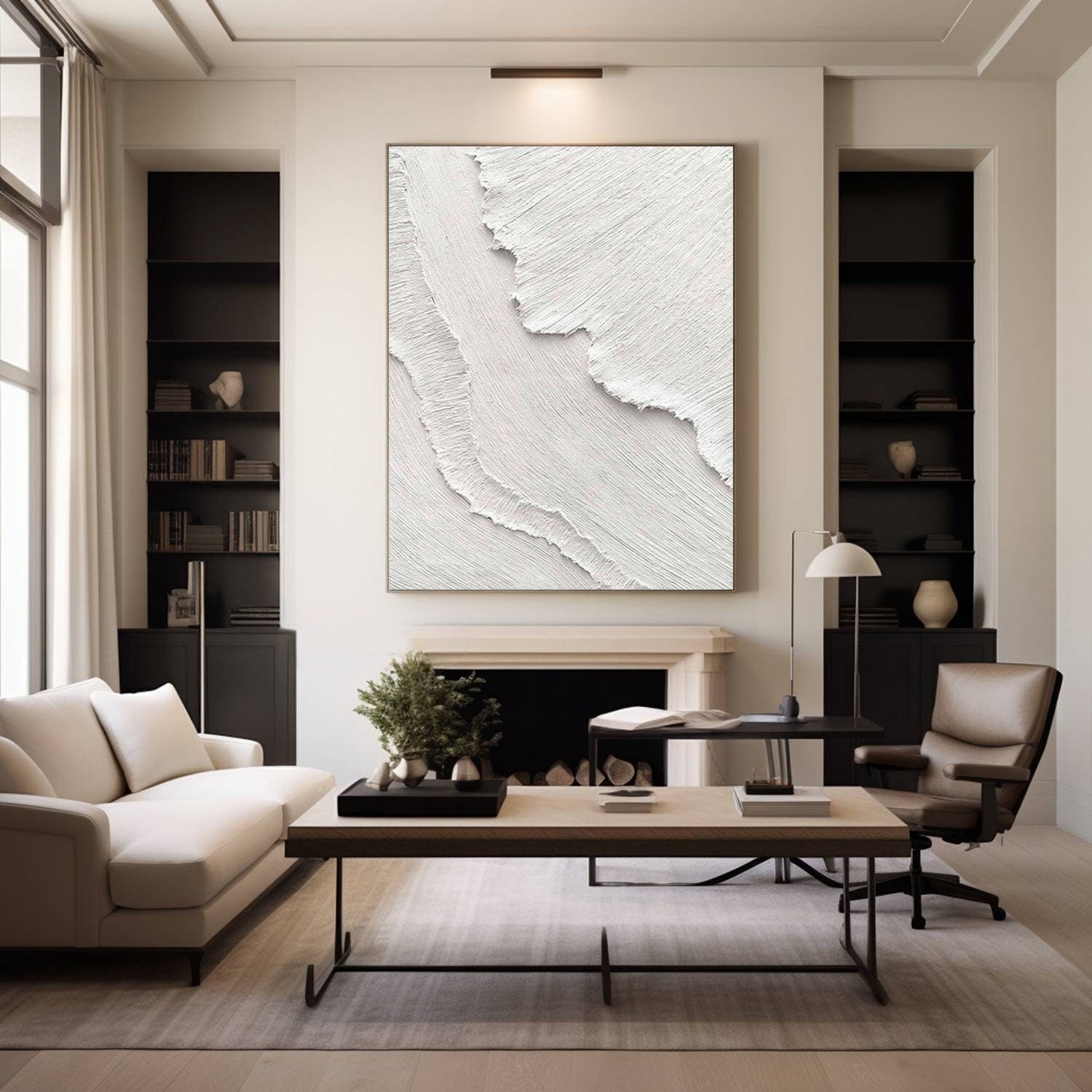 Wabi-sabi Art Minimalist Plaster Art White Abstract Texture Painting White Wall Decor Plaster Texture Wall Art Minimalist Art 3D Oil  Wall Art On Canvas