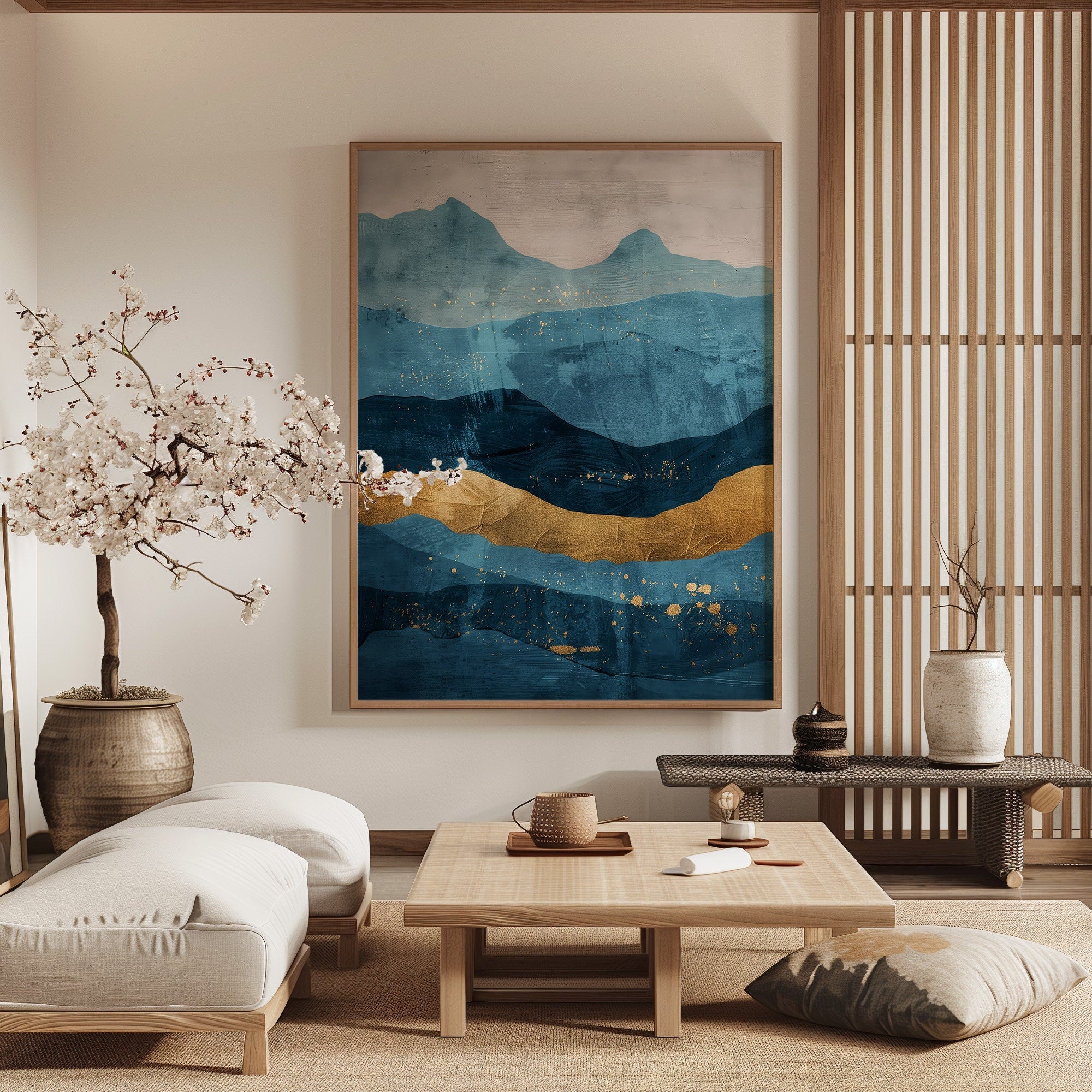 Wabi-sabi Art Brown Minimalist Plaster Art Blue Abstract Texture Painting Beige Wall Decor Plaster Texture Wall Art Minimalist Art Brown 3D Oil  Plaster Wall Art On Canvas