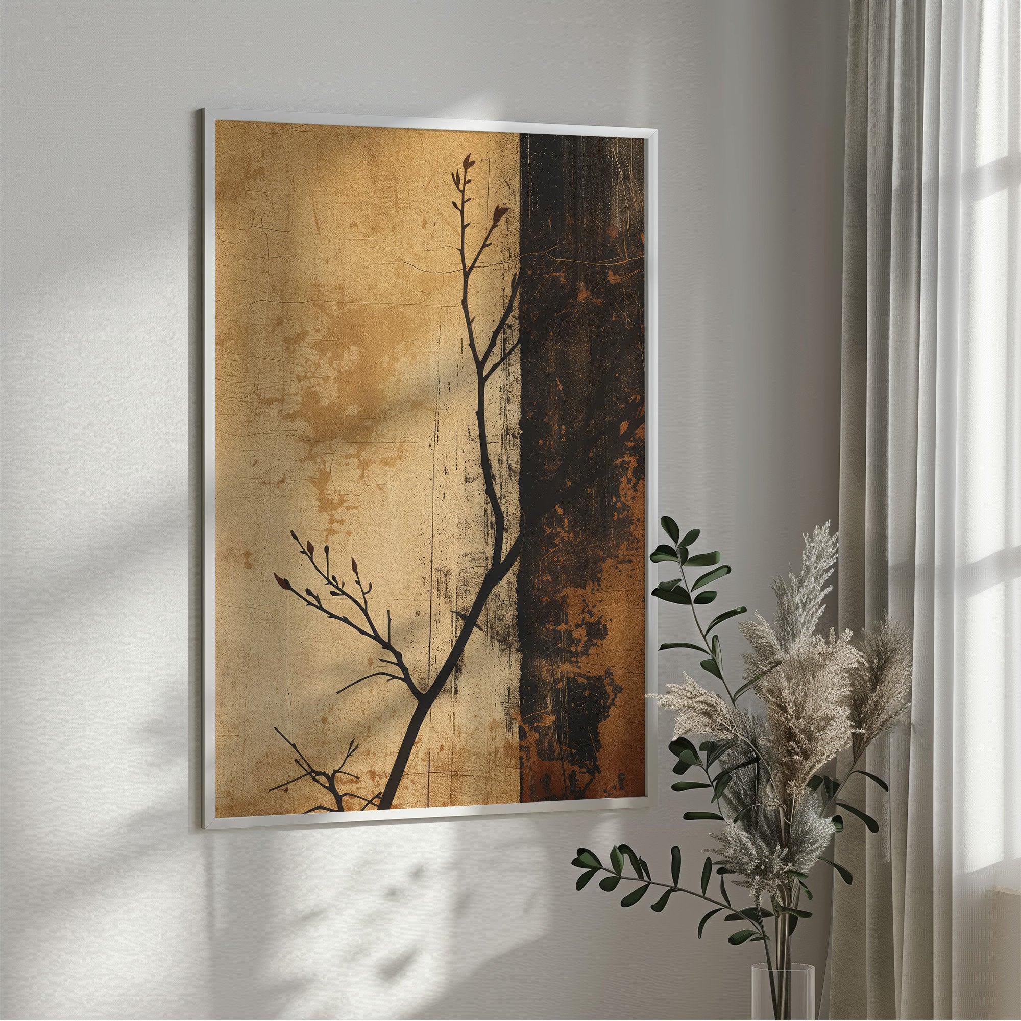 Wabi-sabi Art Brown Minimalist Plaster Art Black Abstract Texture Painting Beige Wall Decor Plaster Texture Wall Art Minimalist Art Brown 3D Oil  Plaster Wall Art On Canvas