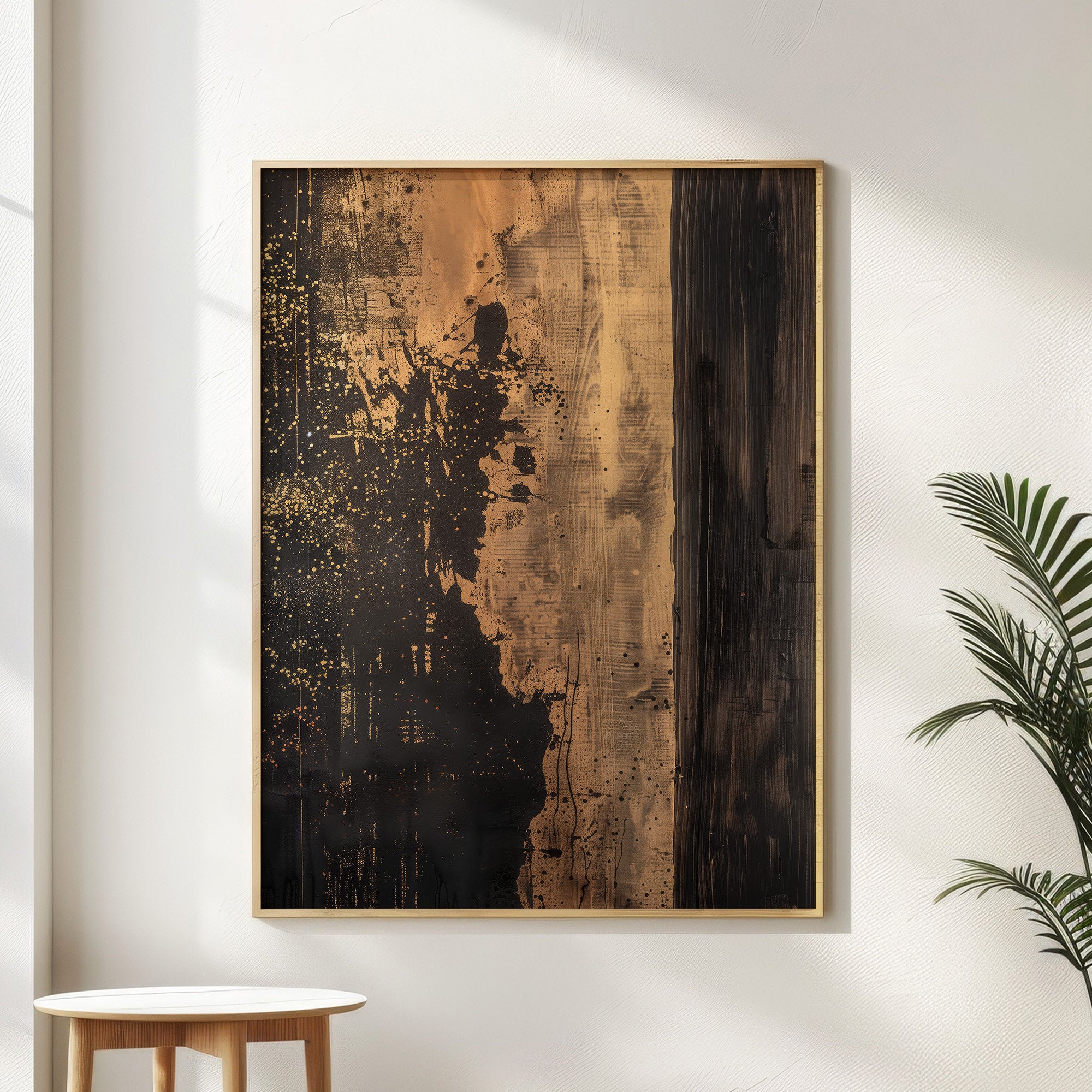 Wabi-sabi Art Brown Minimalist Plaster Art Beige Abstract Texture Painting Brown Wall Decor Plaster Texture Wall Art Minimalist Art Brown 3D Oil  Plaster Wall Art On Canvas