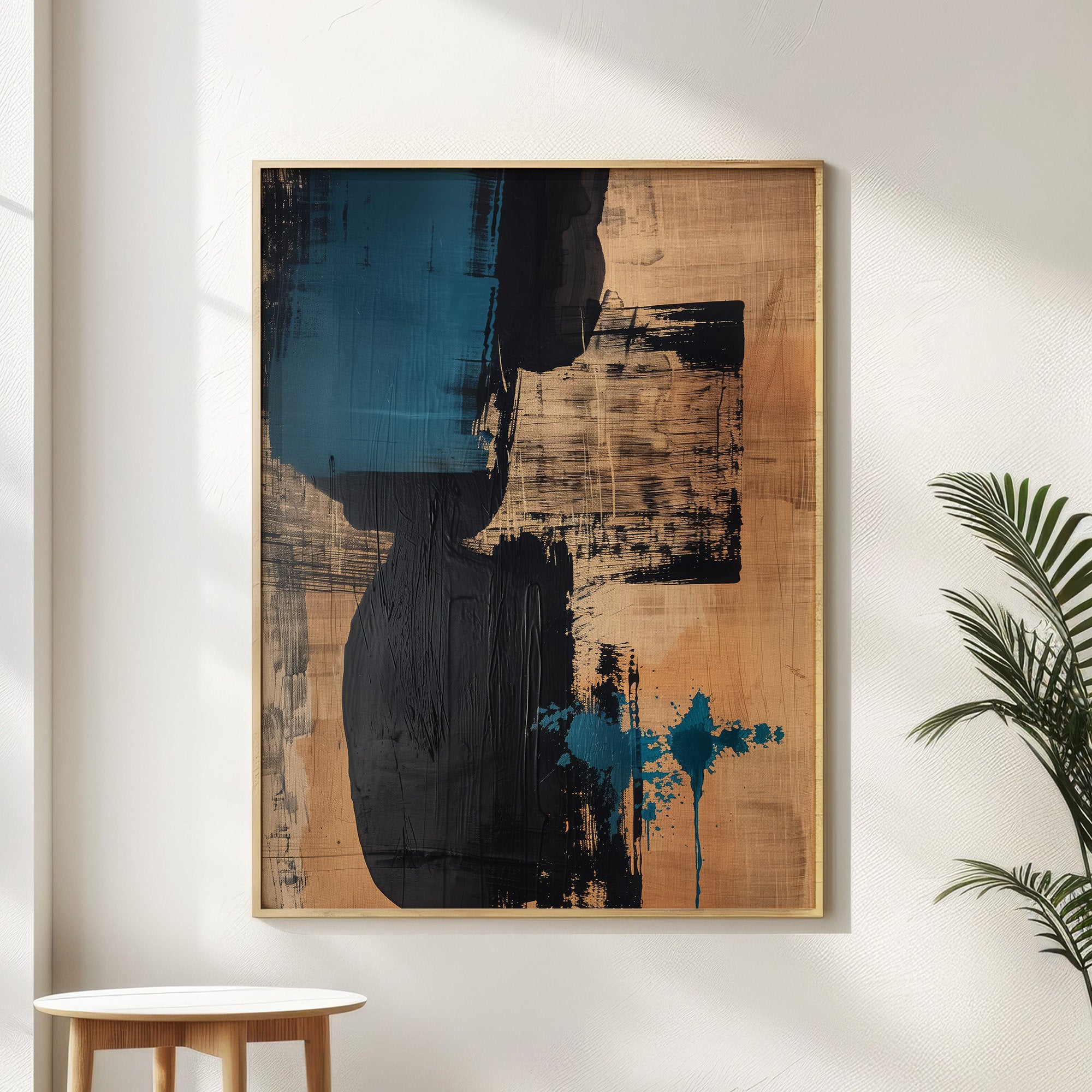 Wabi-sabi Art Brown Minimalist Plaster Art Black Abstract Texture Painting Beige Wall Decor Plaster Texture Wall Art Minimalist Art Brown Blue 3D Oil  Plaster Wall Art On Canvas