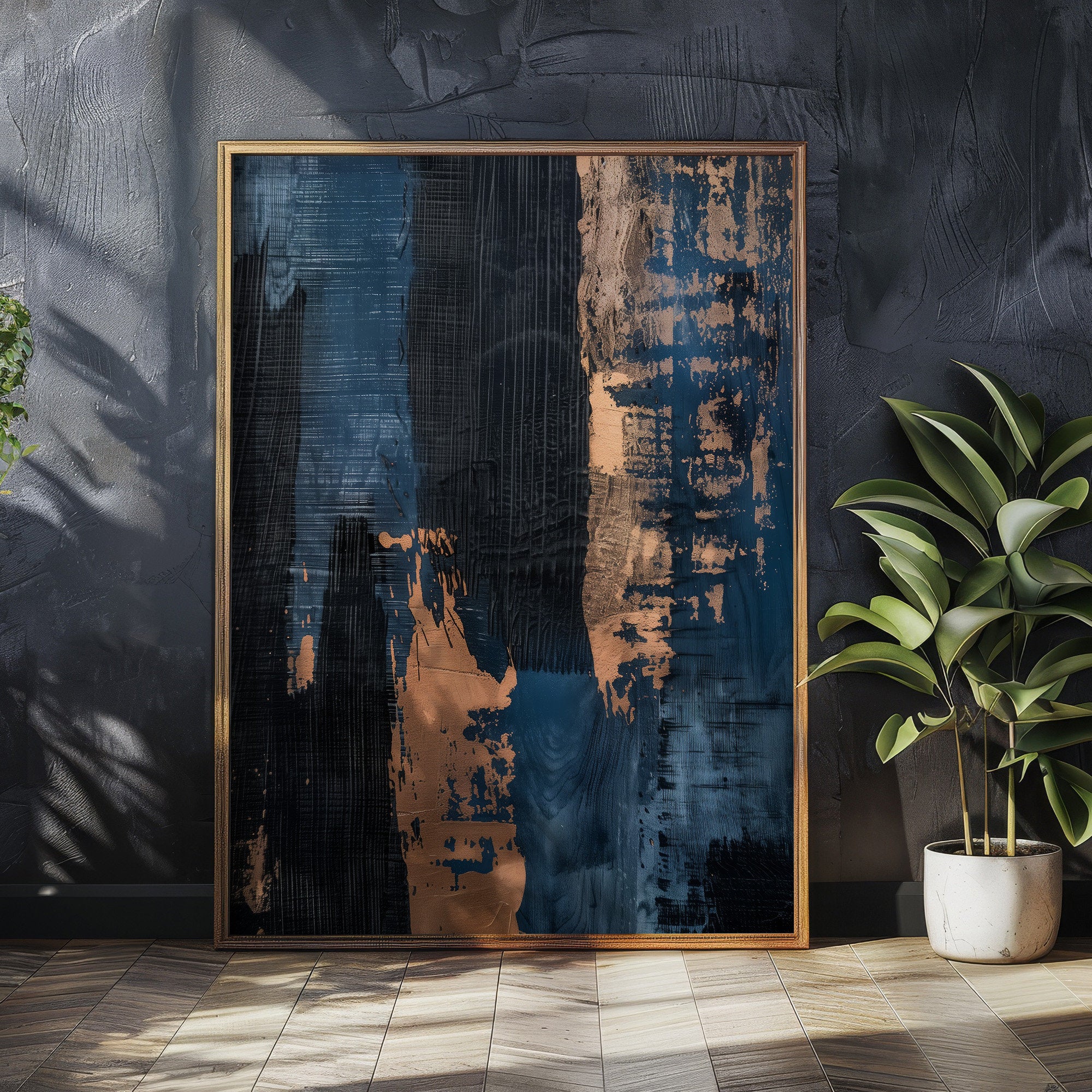 Wabi-sabi Art Brown Minimalist Plaster Art Blue Abstract Texture Painting Beige Wall Decor Plaster Texture Wall Art Minimalist Art Brown 3D Oil  Plaster Wall Art On Canvas