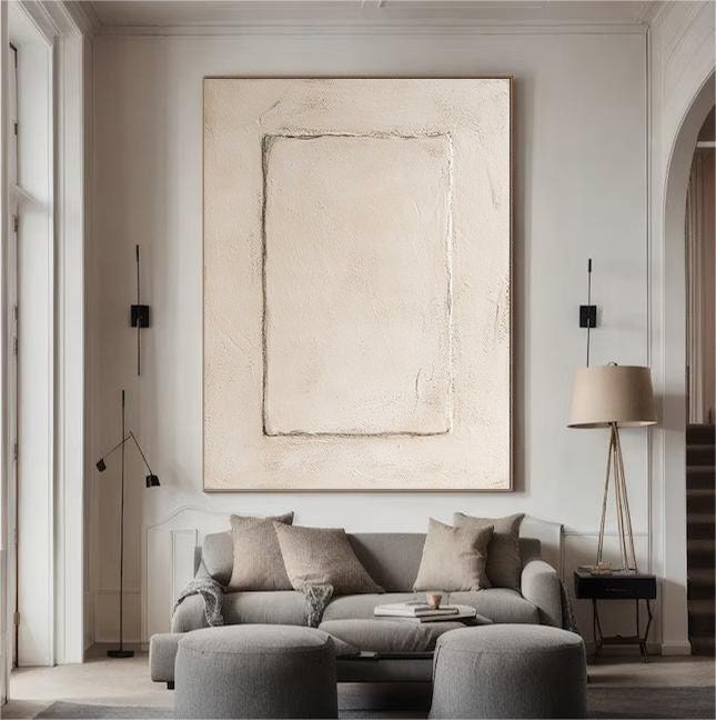 Wabi-sabi Art Brown Minimalist Plaster Art Beige Abstract Texture Painting Beige Wall Decor Plaster Texture Wall Art Minimalist Art Brown 3D Oil  Plaster Wall Art On Canvas