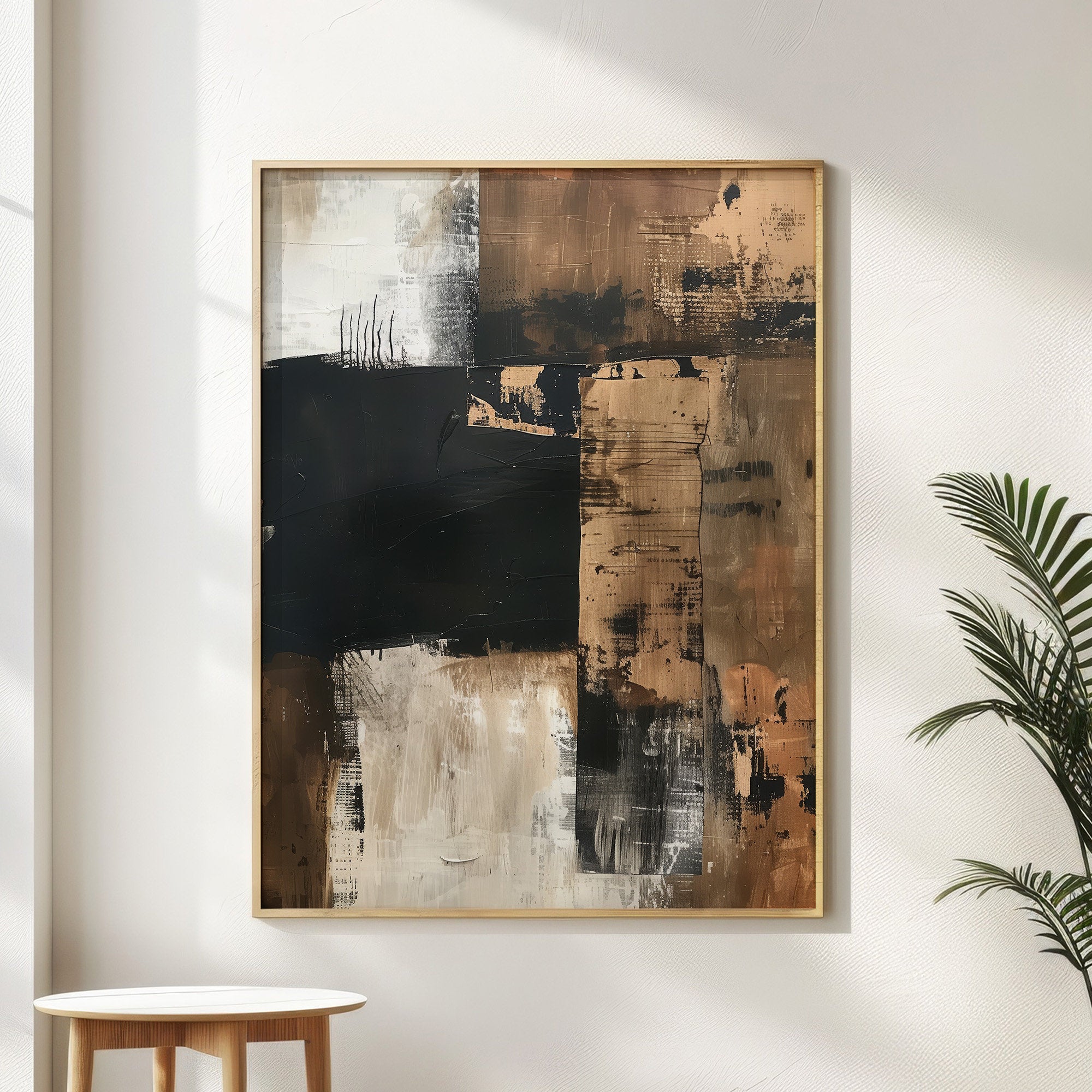 Wabi-sabi Art Brown Minimalist Plaster Art Black Abstract Texture Painting Beige Wall Decor Plaster Texture Wall Art Minimalist Art Brown 3D Oil  Plaster Wall Art On Canvas